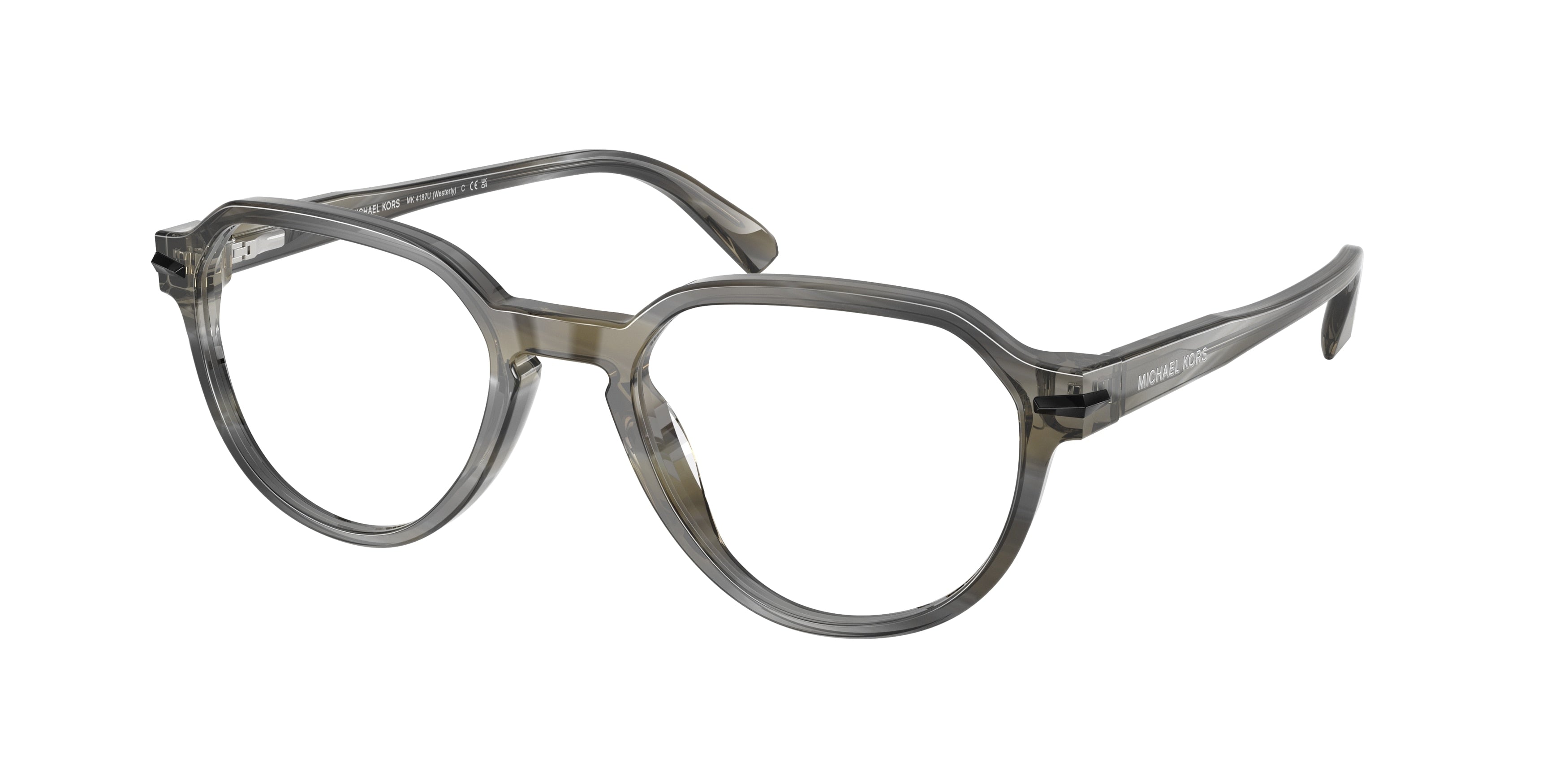 Michael Kors WESTERLY MK4187U Round Eyeglasses 4047-Charcoal Horn 52-145-20 - Color Map Pink