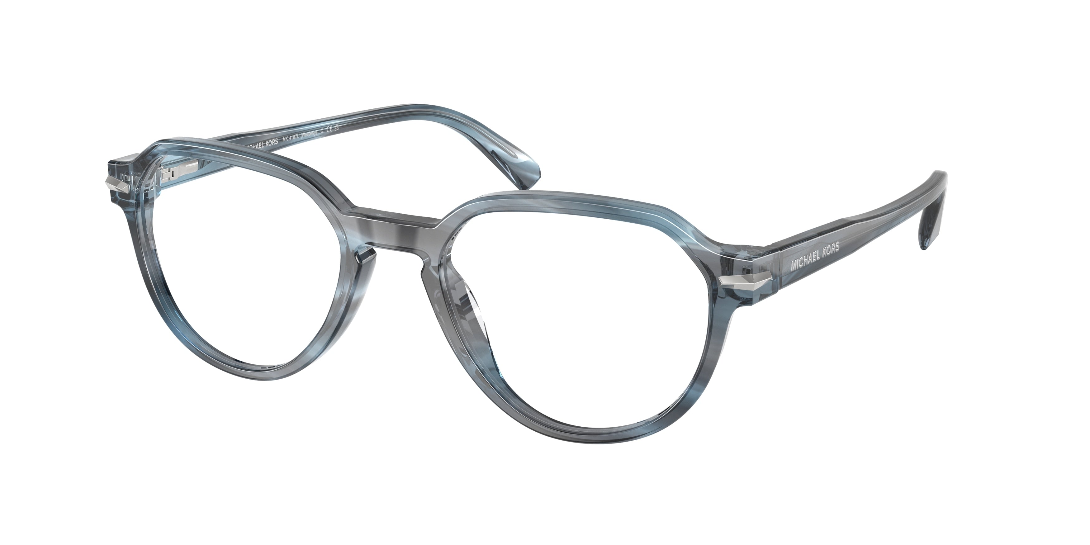 Michael Kors WESTERLY MK4187U Round Eyeglasses 4048-Navy Horn 52-145-20 - Color Map Blue