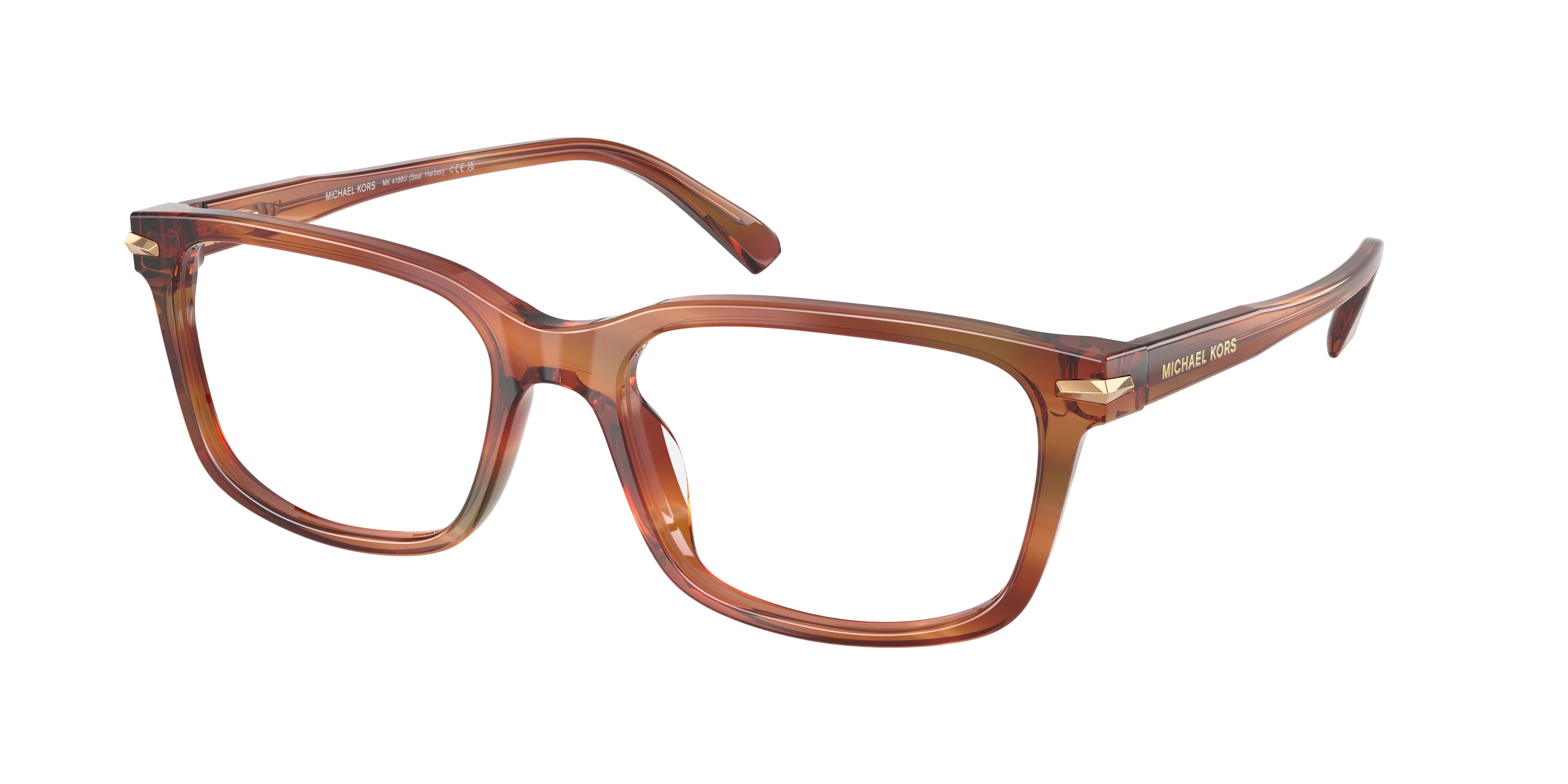 Michael Kors SEAL HARBOR MK4188U Square Eyeglasses 4039-Brown Horn 54-145-17 - Color Map Brown