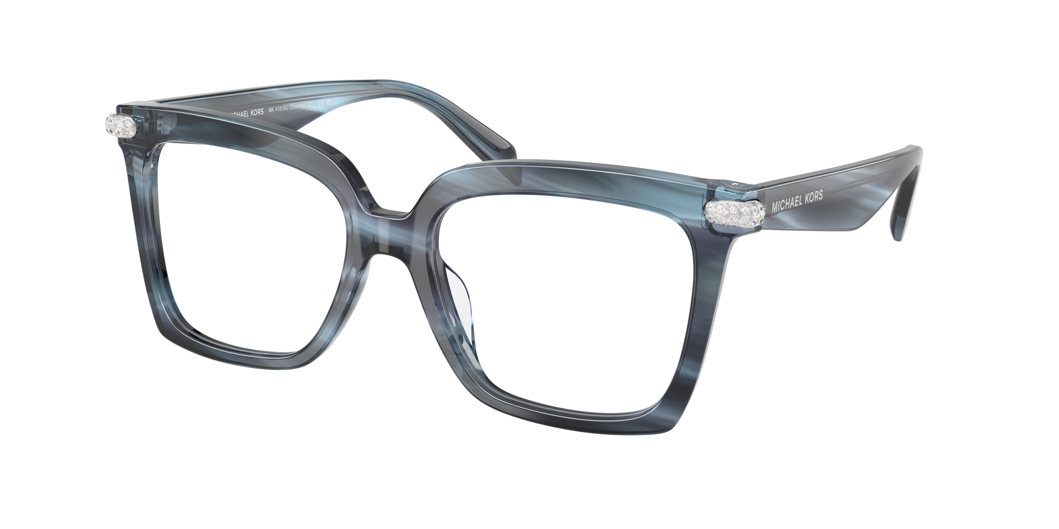 Michael Kors EXUMAS MK4191BU Square Eyeglasses 4054-Denim Horn 53-140-17 - Color Map Blue