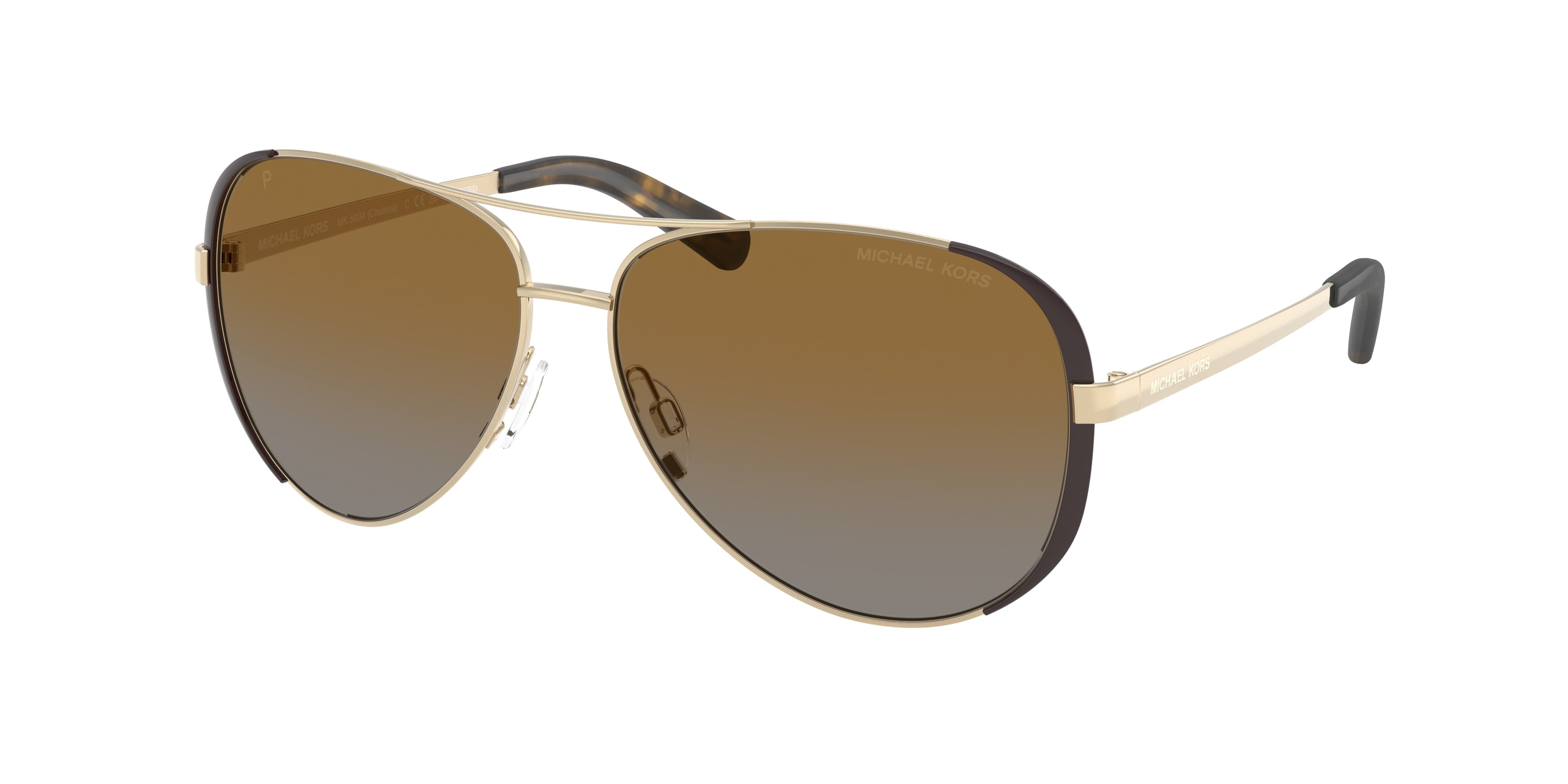 Michael Kors CHELSEA MK5004 Rectangle Sunglasses 1014T5-Gold/Brown 59-135-13 - Color Map Gold