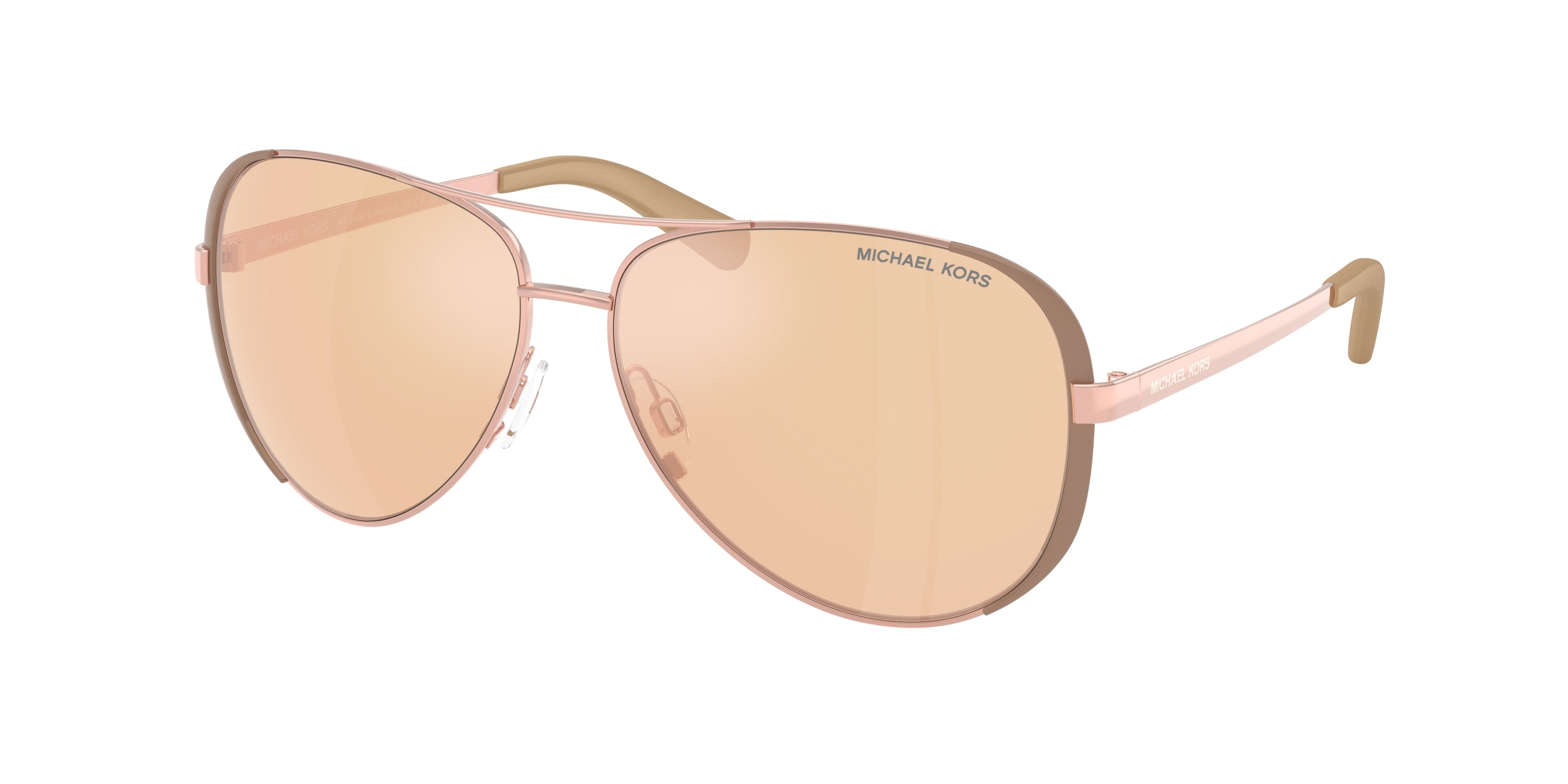 Michael Kors CHELSEA MK5004 Rectangle Sunglasses 1017R1-Rose Gold/Taupe 59-135-13 - Color Map Gold