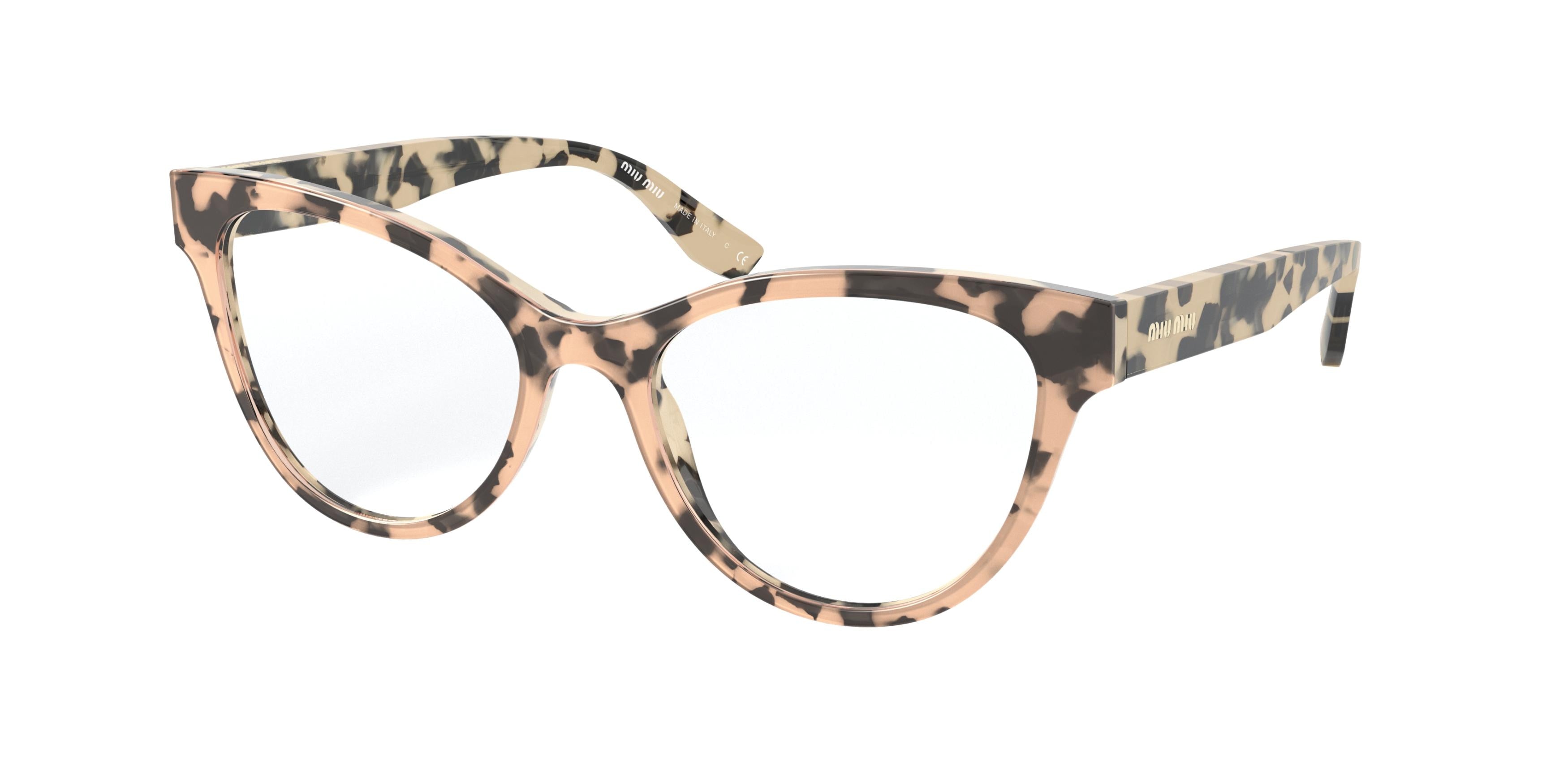 Miu Miu CORE COLLECTION MU01TV Square Eyeglasses 07D1O1-Top Pink On Beige Havana 51-140-18 - Color Map Pink