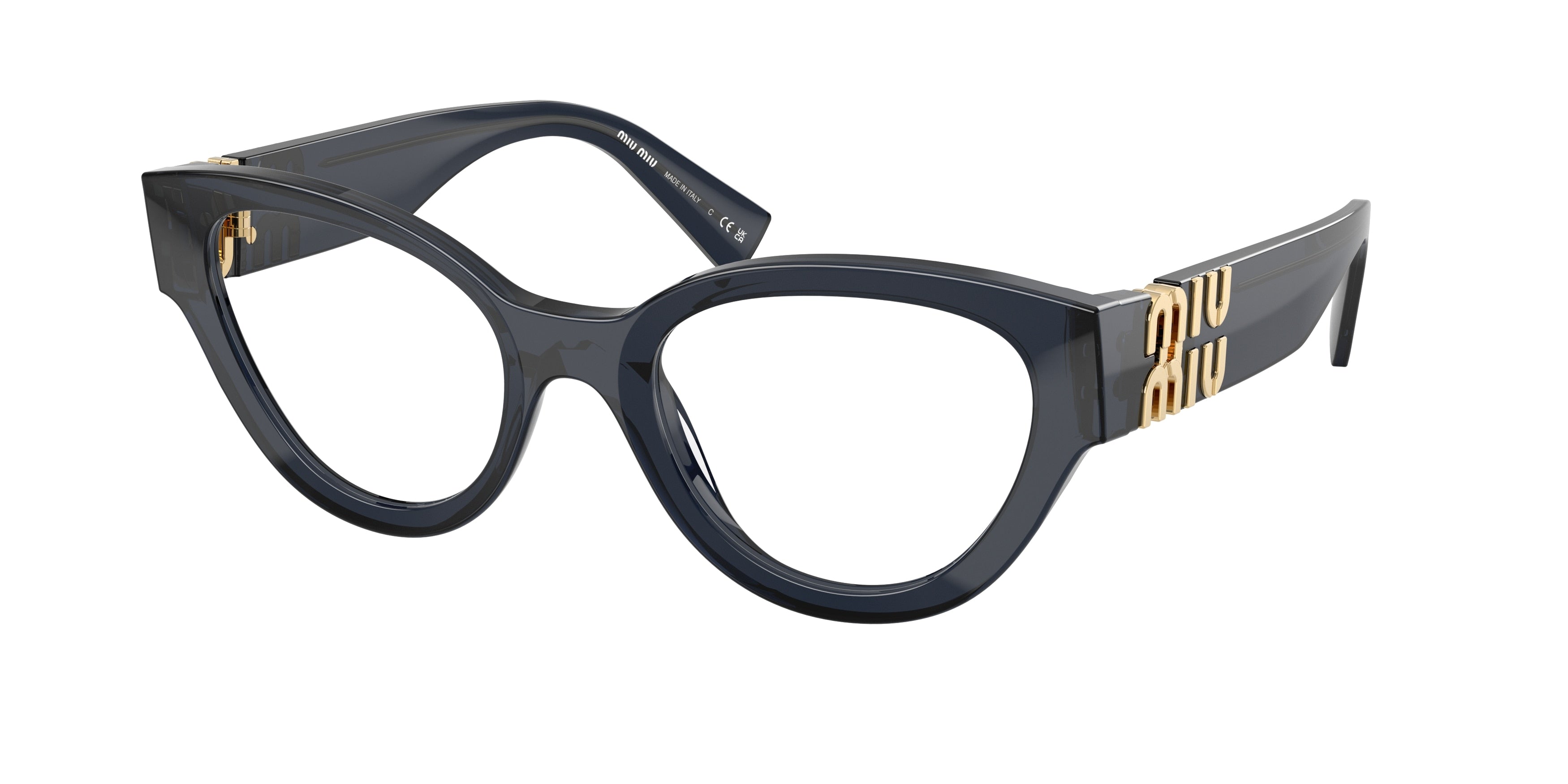 Miu Miu MU01VV Phantos Eyeglasses 08Q1O1-Blue Transparent 52-135-21 - Color Map Blue