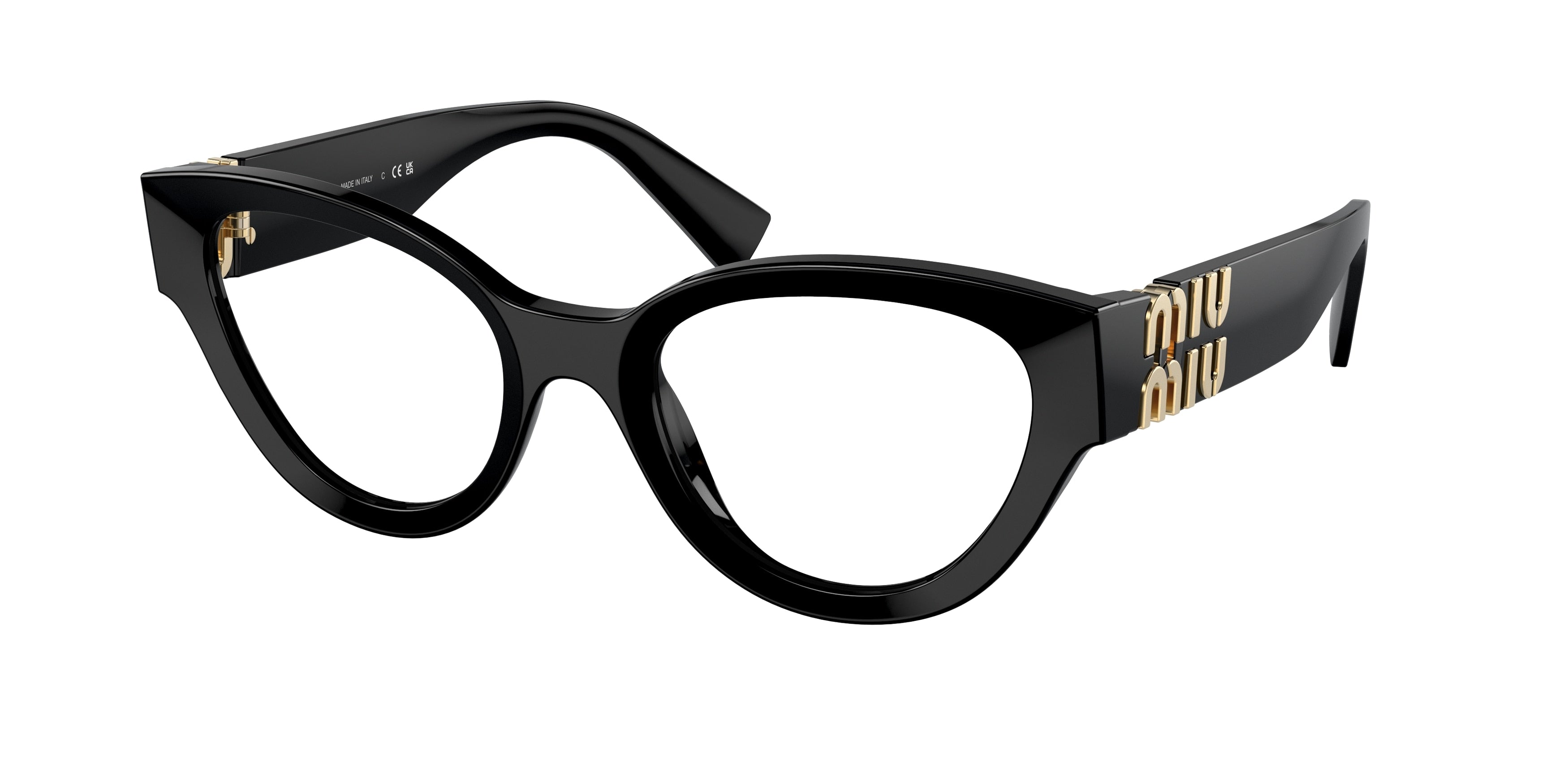 Miu Miu MU01VV Phantos Eyeglasses 1AB1O1-Black 52-135-21 - Color Map Black