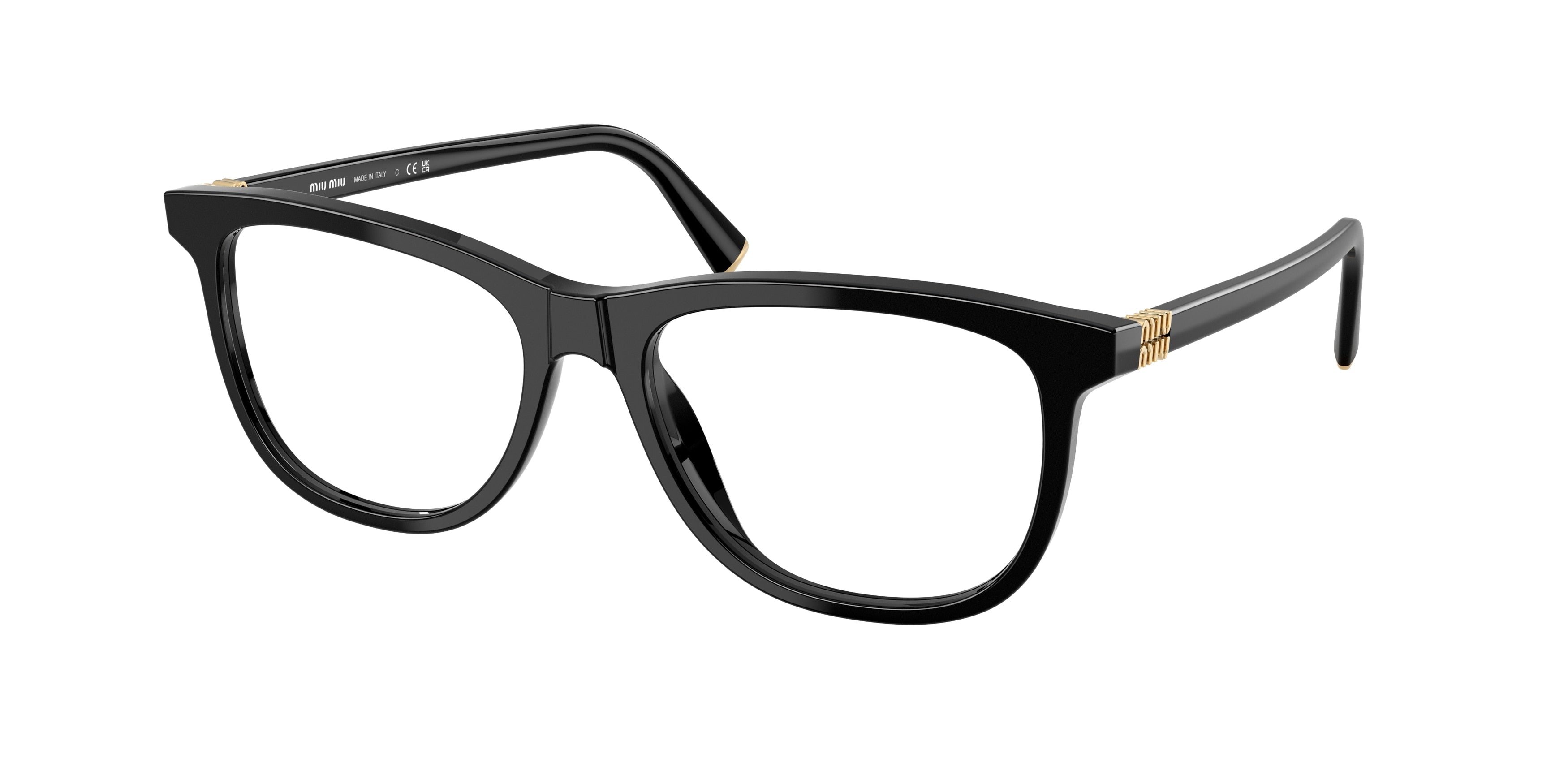 Miu Miu MU01WV Phantos Eyeglasses 16K1O1-Black 54-140-17 - Color Map Black