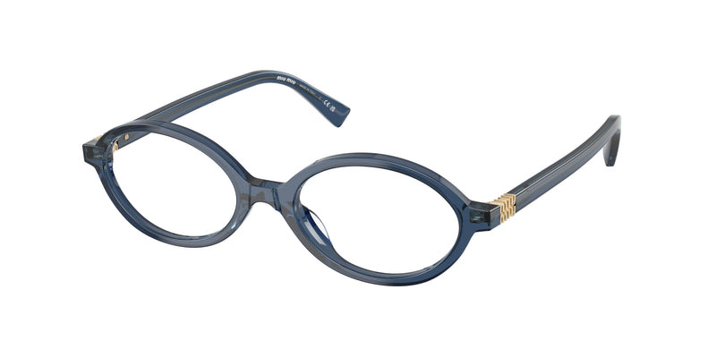 Miu Miu MU01XV Oval Eyeglasses 08Q1O1-Blue Crystal 50-140-18 - Color Map Blue