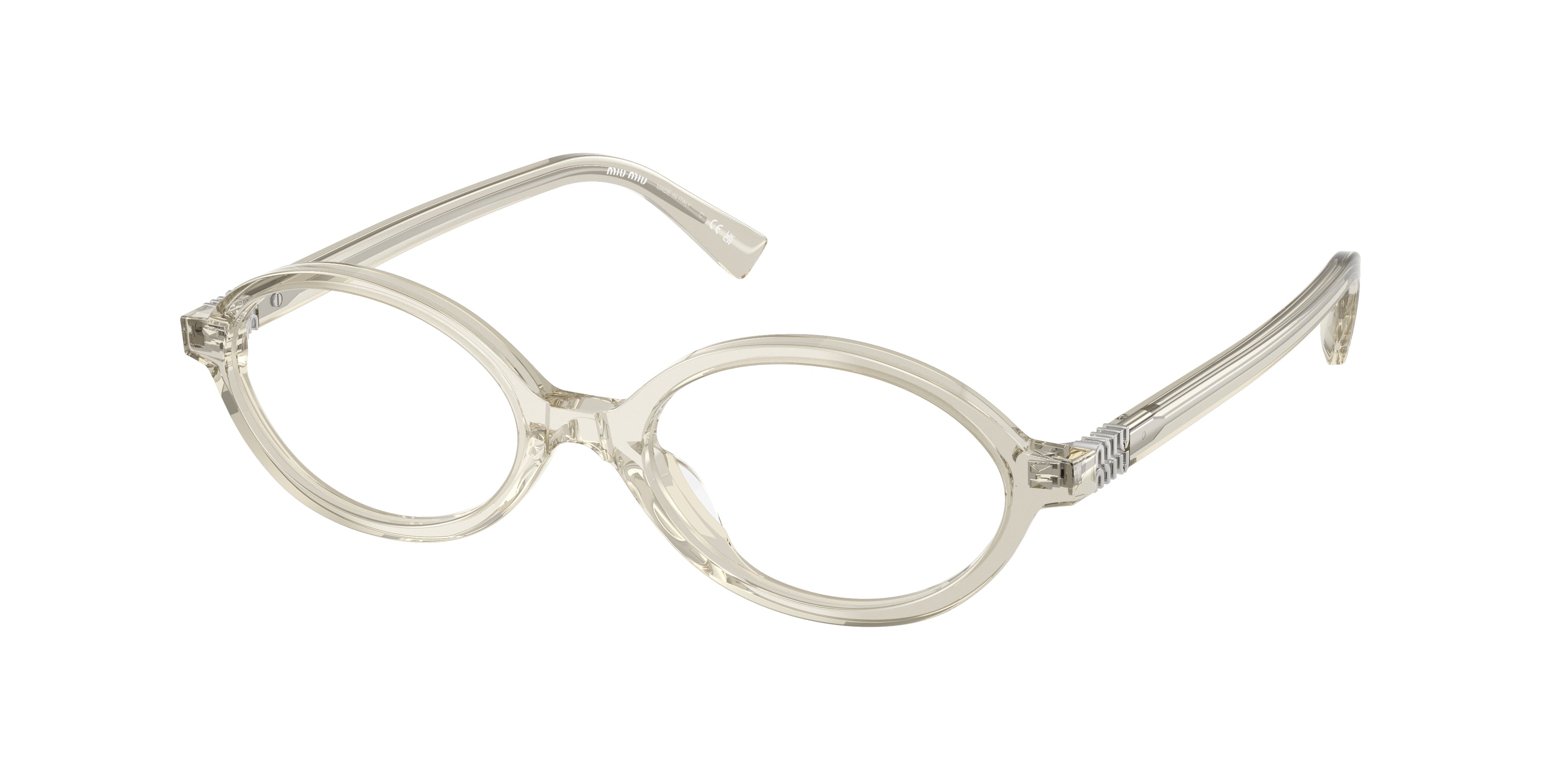 Miu Miu MU01XV Oval Eyeglasses 12U1O1-Hemp Trasparent 50-140-18 - Color Map Grey