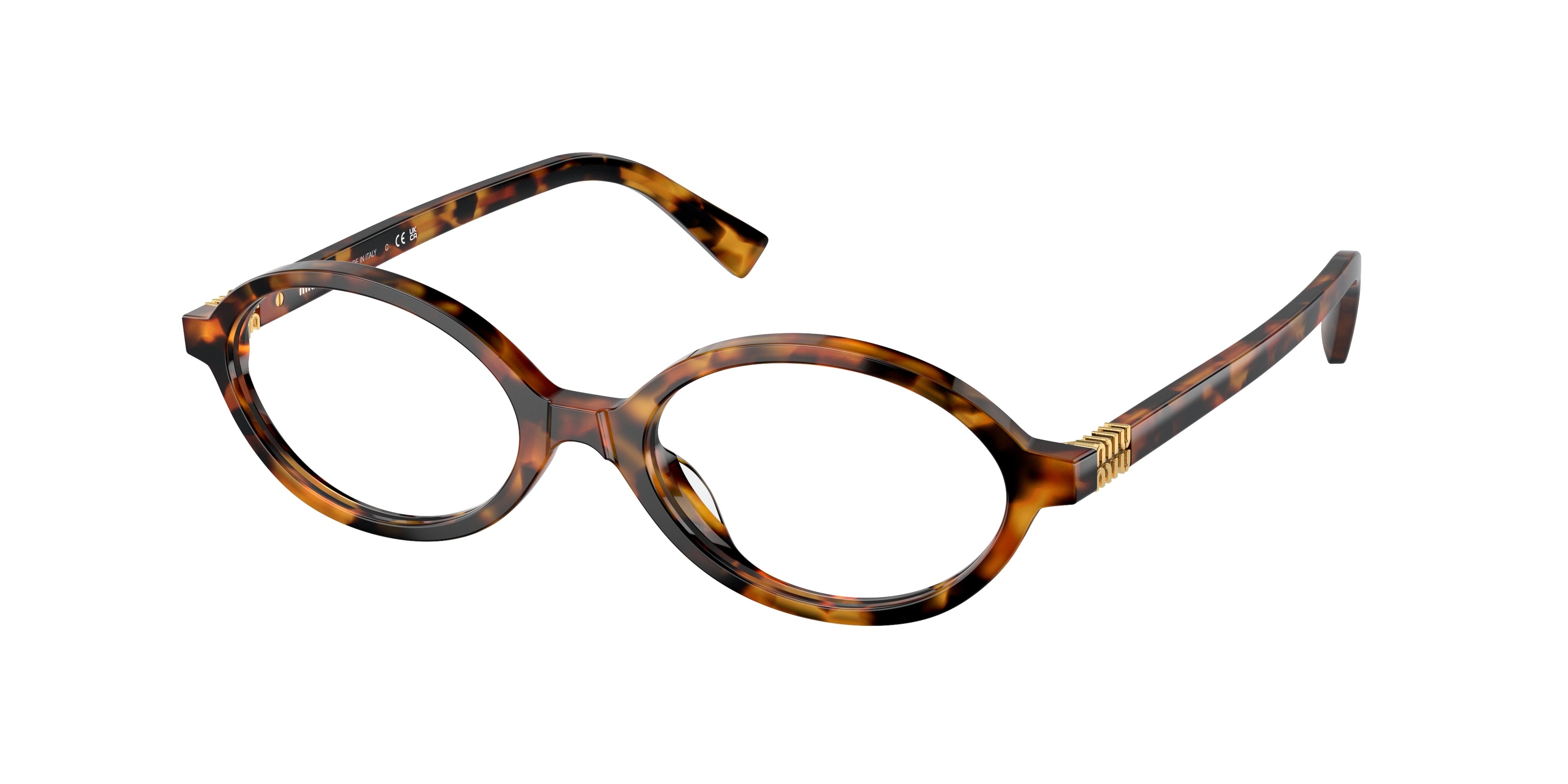 Miu Miu MU01XV Oval Eyeglasses 19P1O1-Light Havana 50-140-18 - Color Map Tortoise