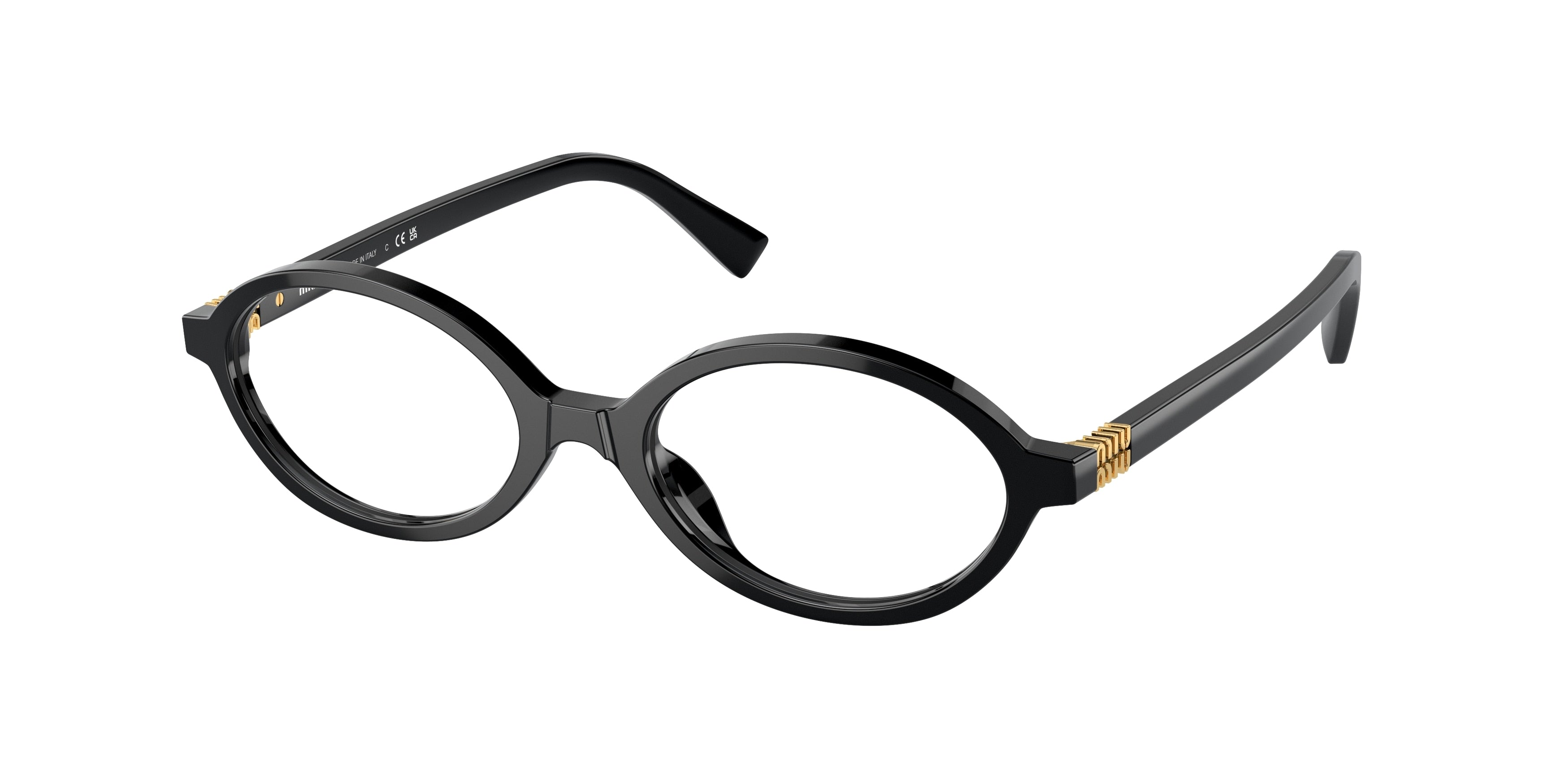Miu Miu MU01XV Oval Eyeglasses 1AB1O1-Black 50-140-18 - Color Map Black