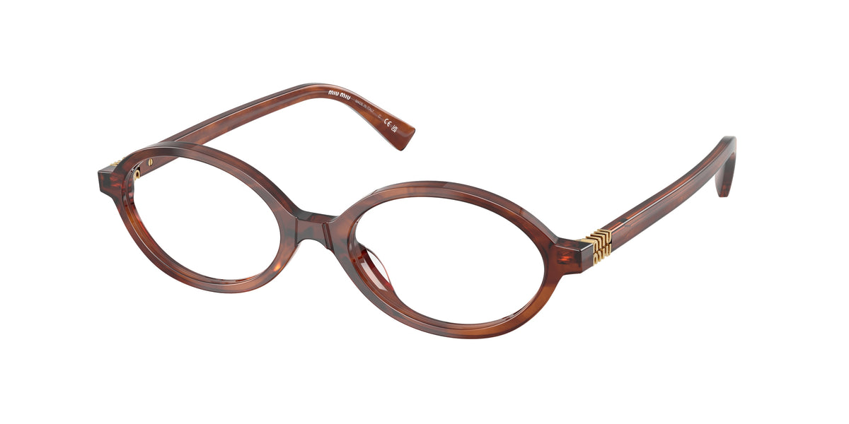 Miu Miu MU01XV Oval Eyeglasses 26E1O1-Striped Tobacco 50-140-18 - Color Map Brown