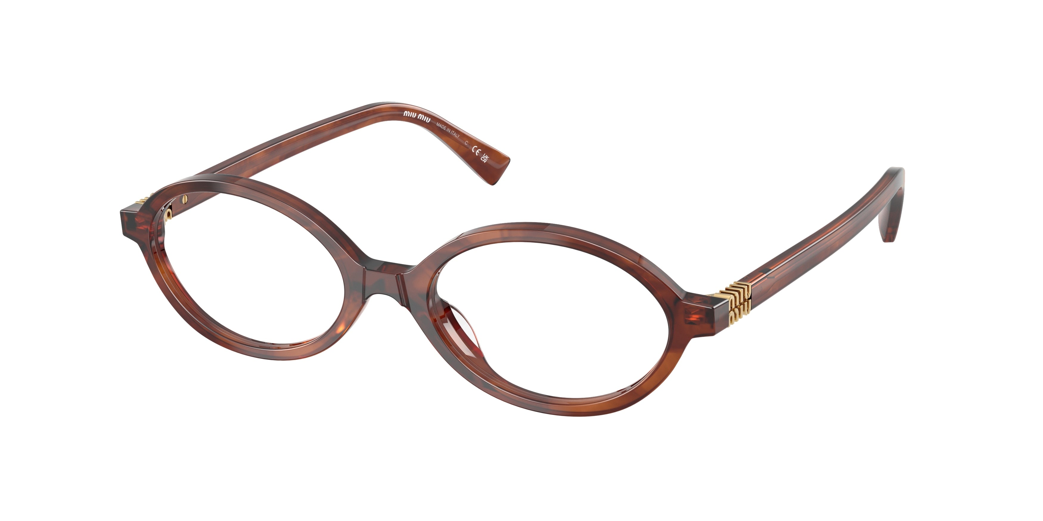 Miu Miu MU01XV Oval Eyeglasses 26E1O1-Striped Tobacco 50-140-18 - Color Map Brown