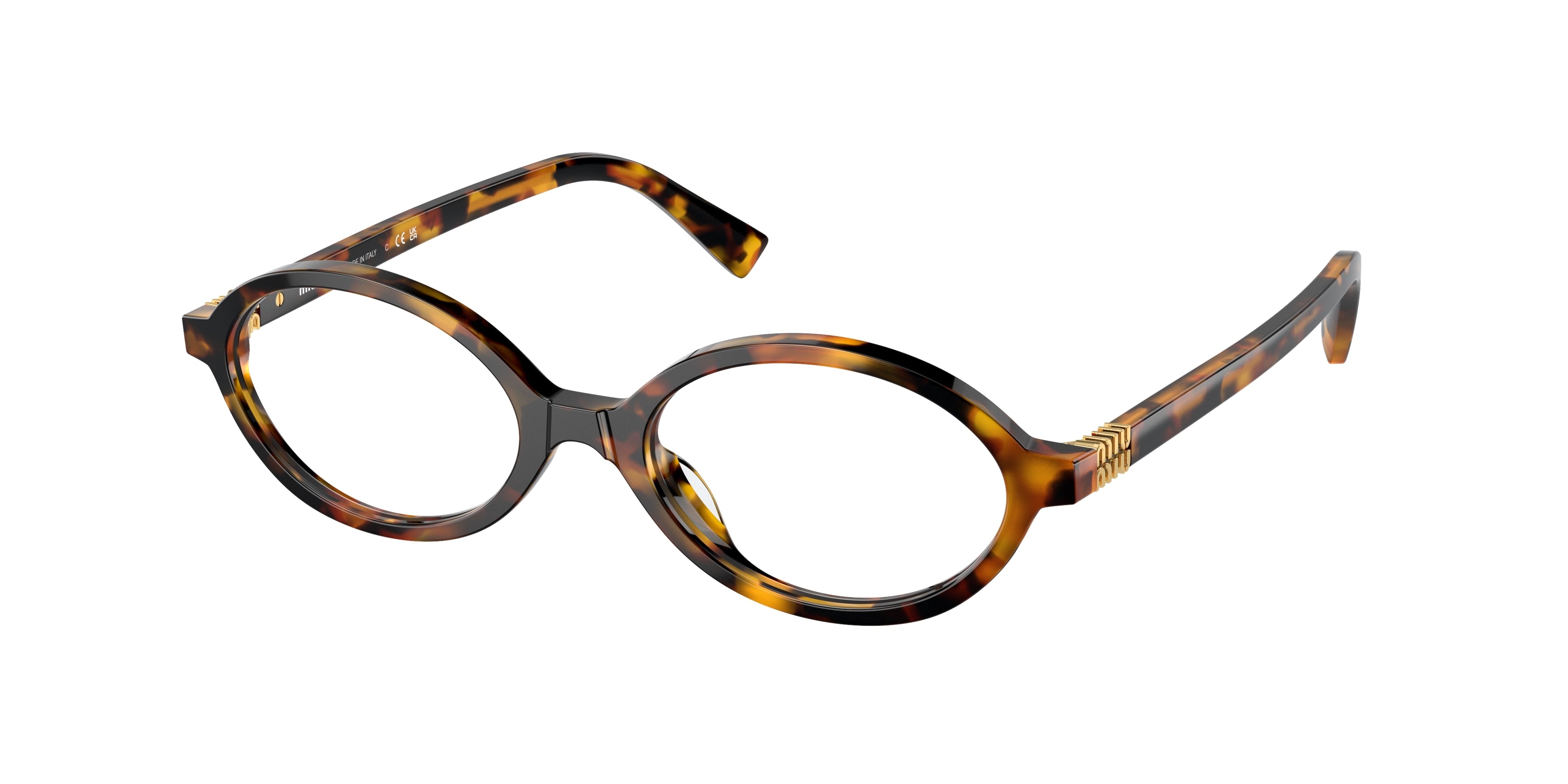Miu Miu MU01XV Oval Eyeglasses VAU1O1-Honey Havana 50-140-18 - Color Map Tortoise