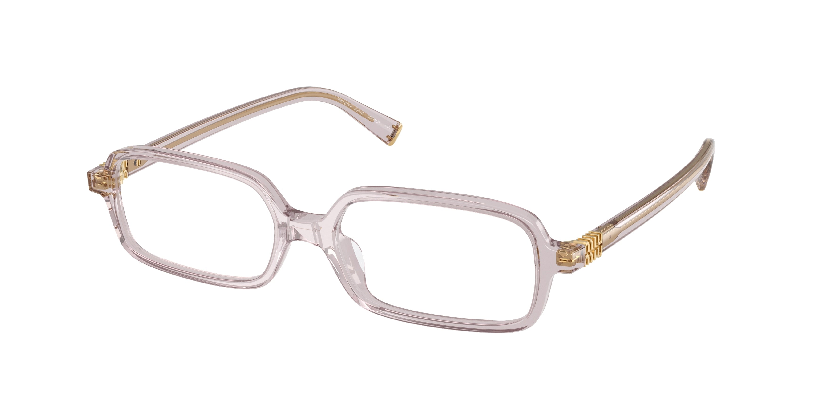 Miu Miu MU01YV Rectangle Eyeglasses  12W1O1-Mauve Transparent 53-140-16 - Color Map Violet