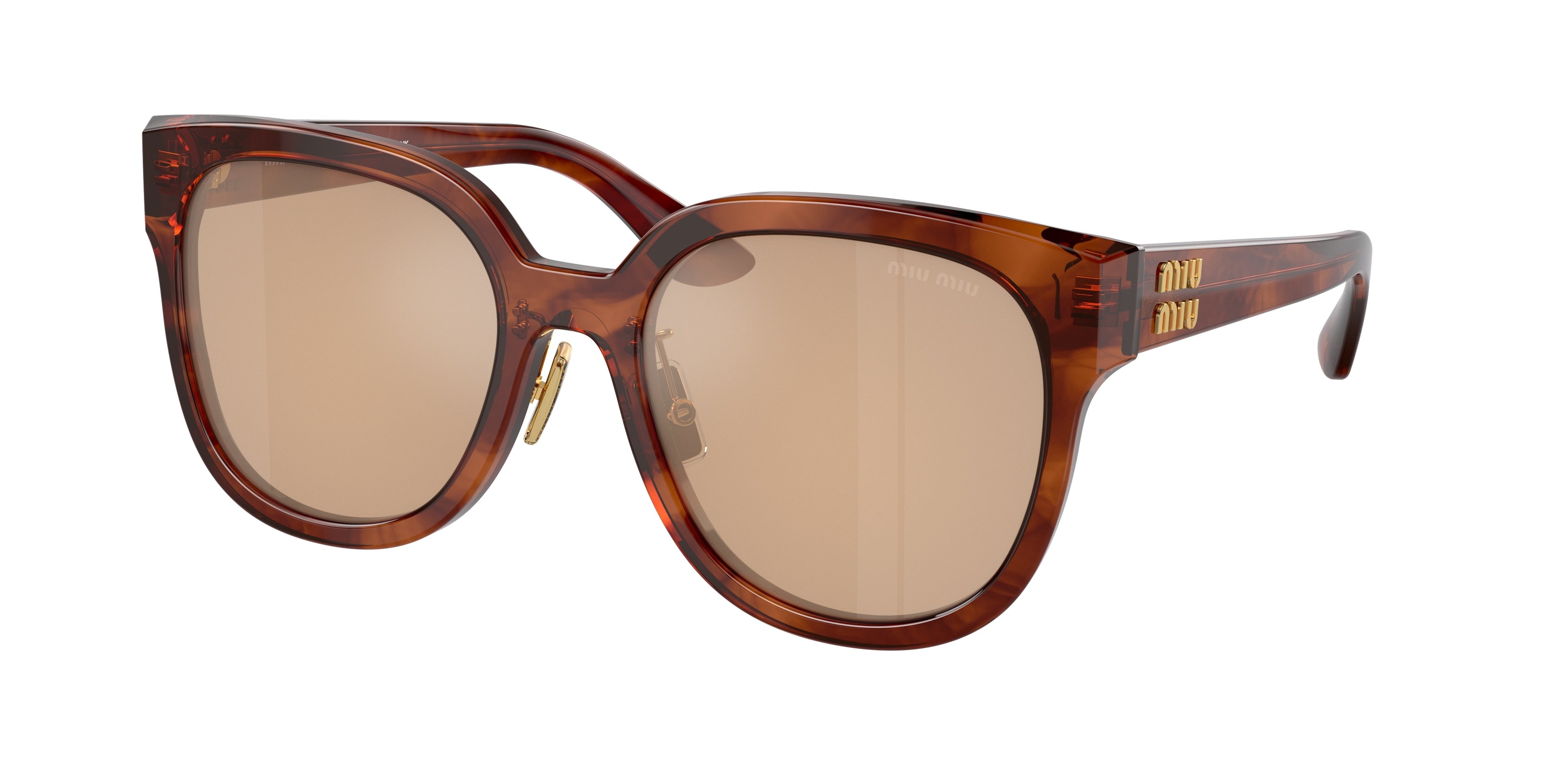 Miu Miu MU01ZS Square Sunglasses 11Q40D-Striped Tobacco 55-140-20 - Color Map Brown