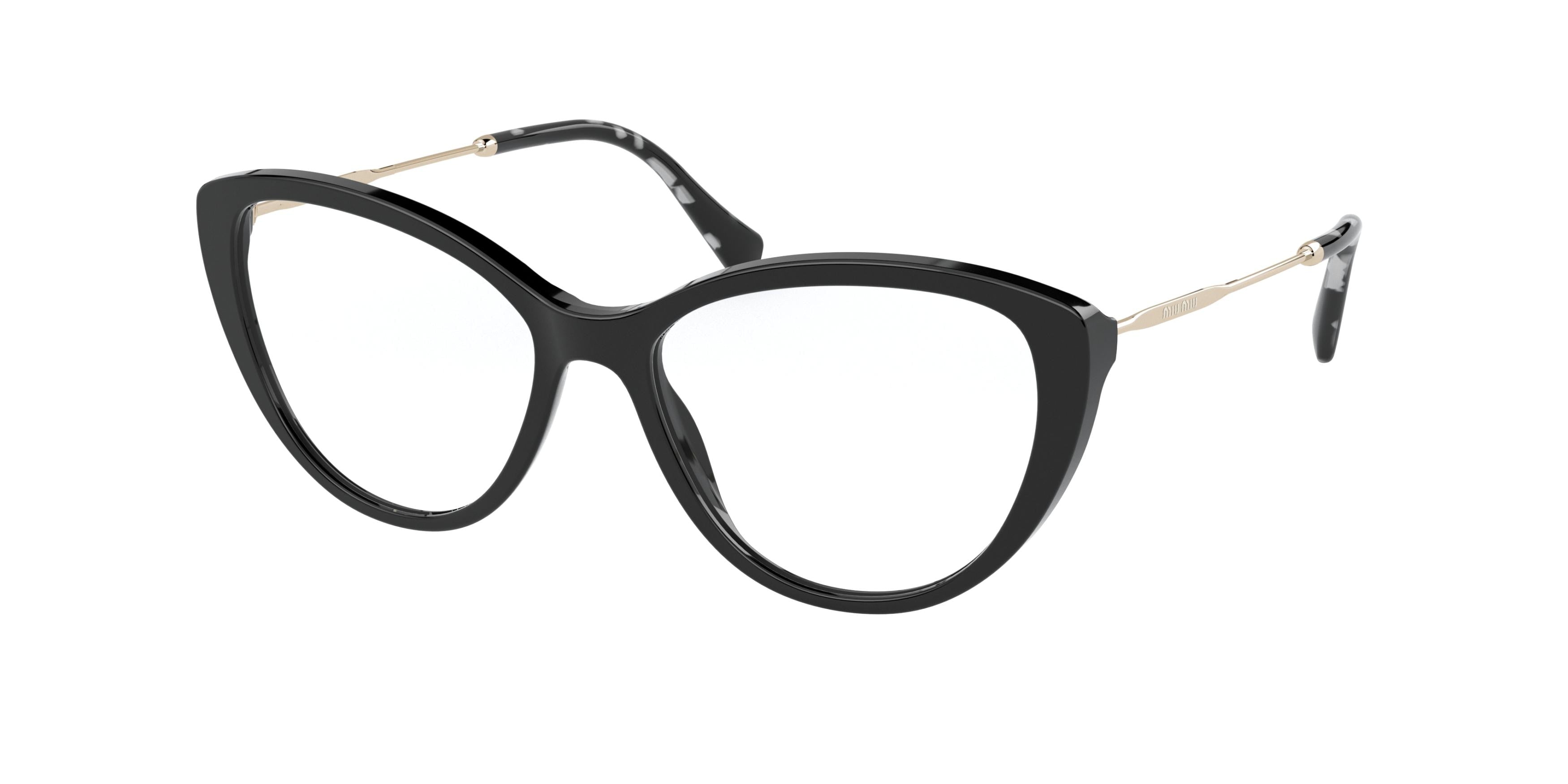 Miu Miu CORE COLLECTION MU02SV Cat Eye Eyeglasses 1AB1O1-Black 53-140-16 - Color Map Black