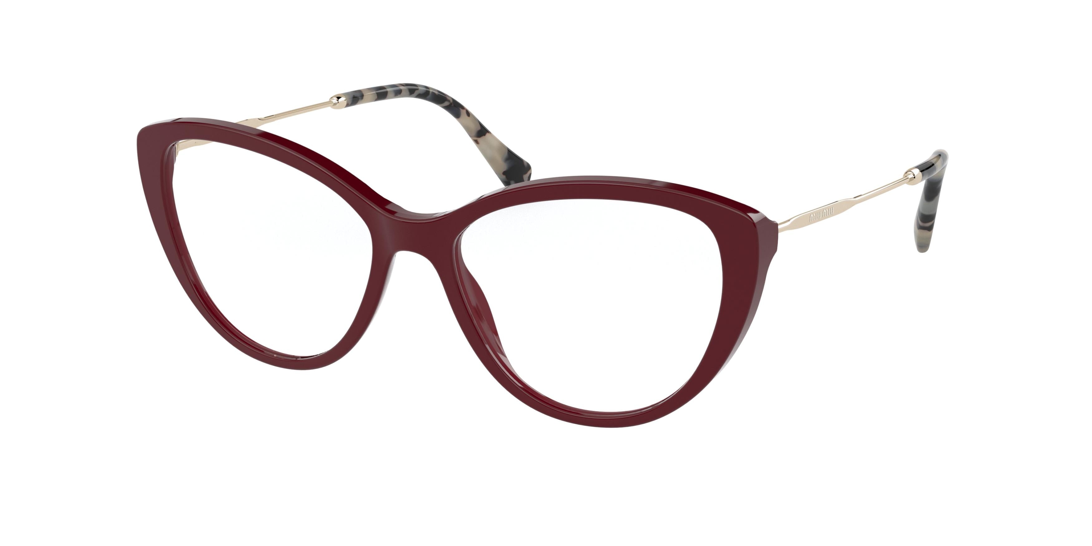 Miu Miu CORE COLLECTION MU02SV Cat Eye Eyeglasses USH1O1-Bordeaux 53-140-16 - Color Map Red