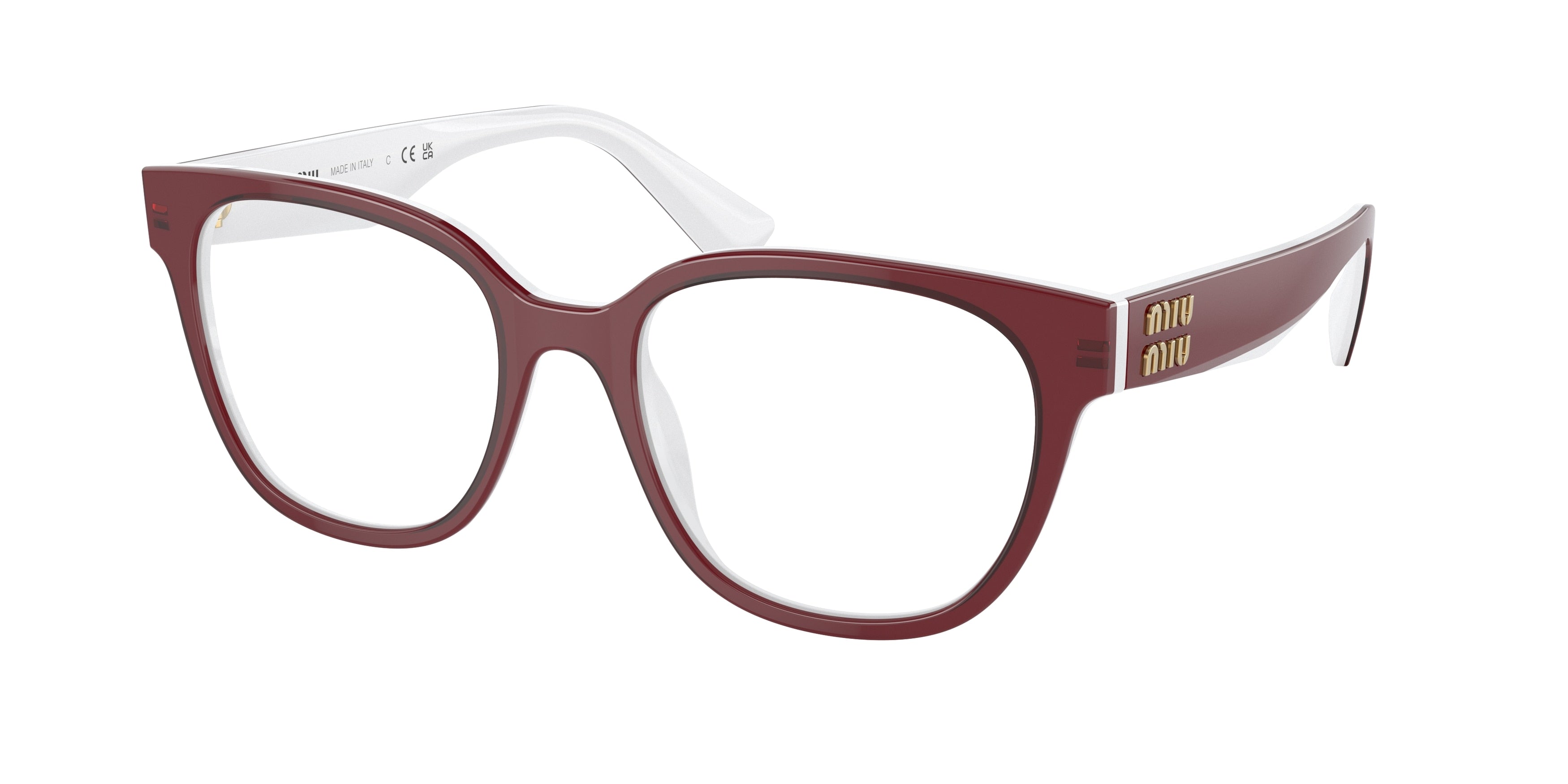 Miu Miu MU02VV Square Eyeglasses  10D1O1-Red White 54-145-19 - Color Map Red