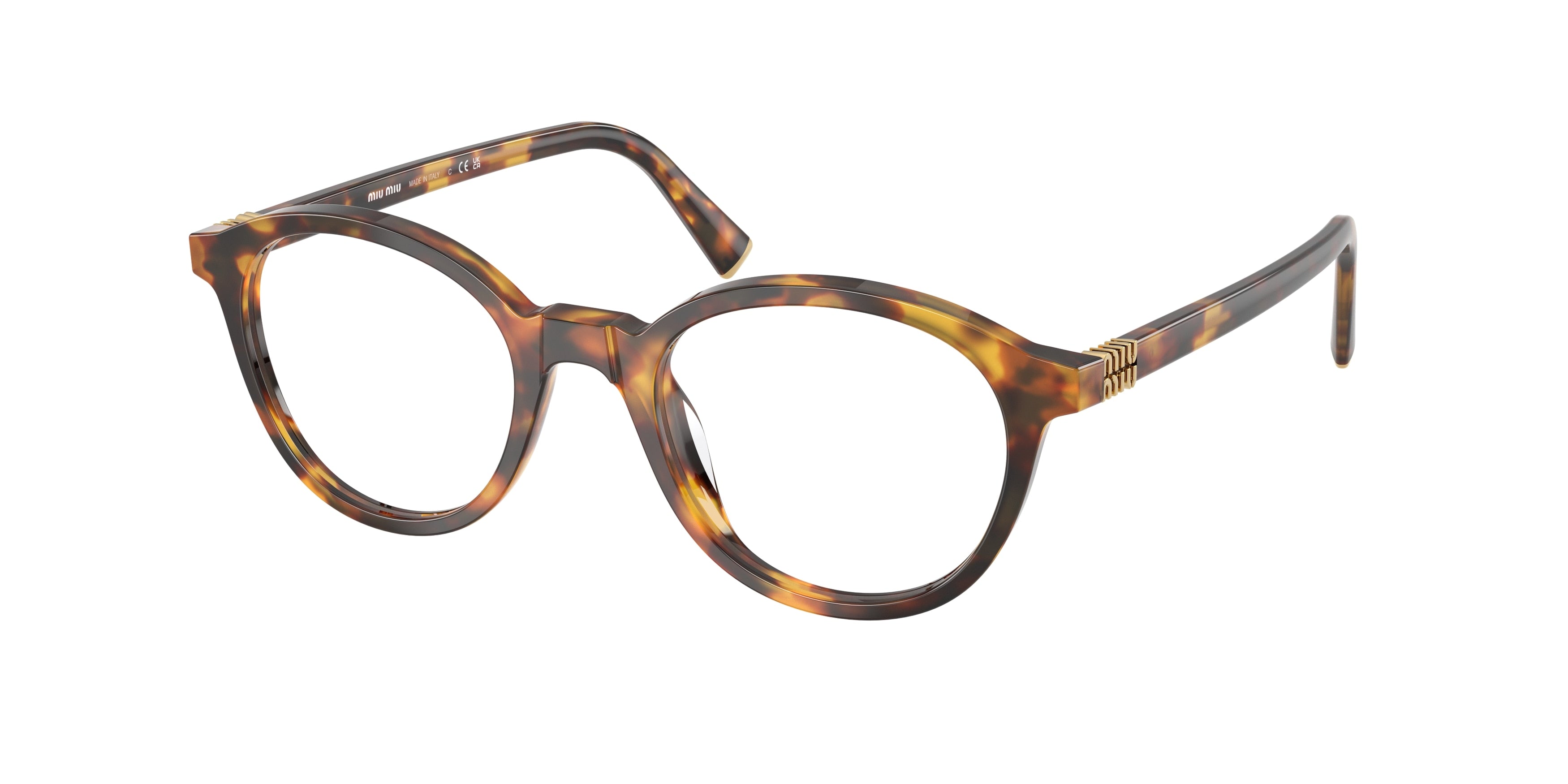 Miu Miu MU02WV Round Eyeglasses  14L1O1-Honey Havana 50-140-20 - Color Map Tortoise