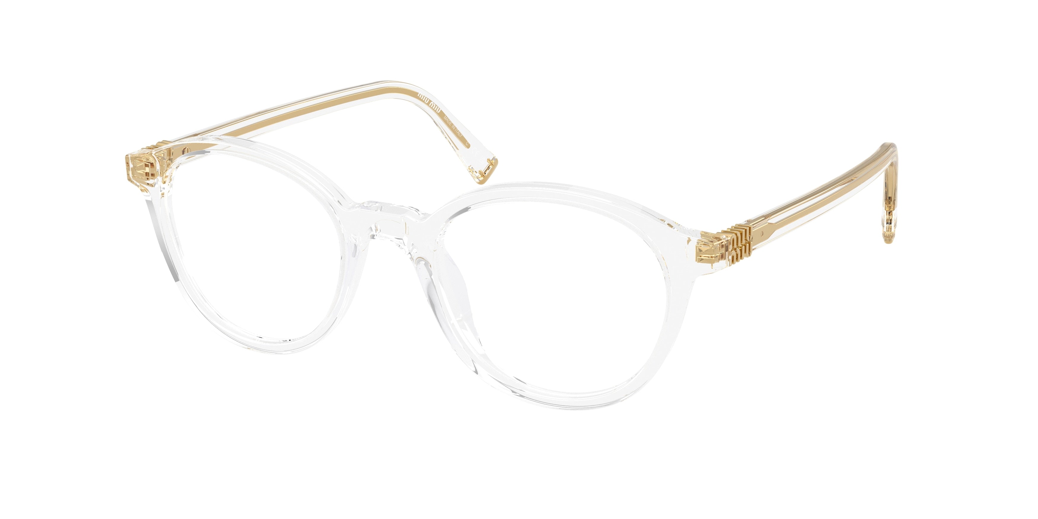 Miu Miu MU02WV Round Eyeglasses 15Z1O1-Transparent 50-140-20 - Color Map Transparent