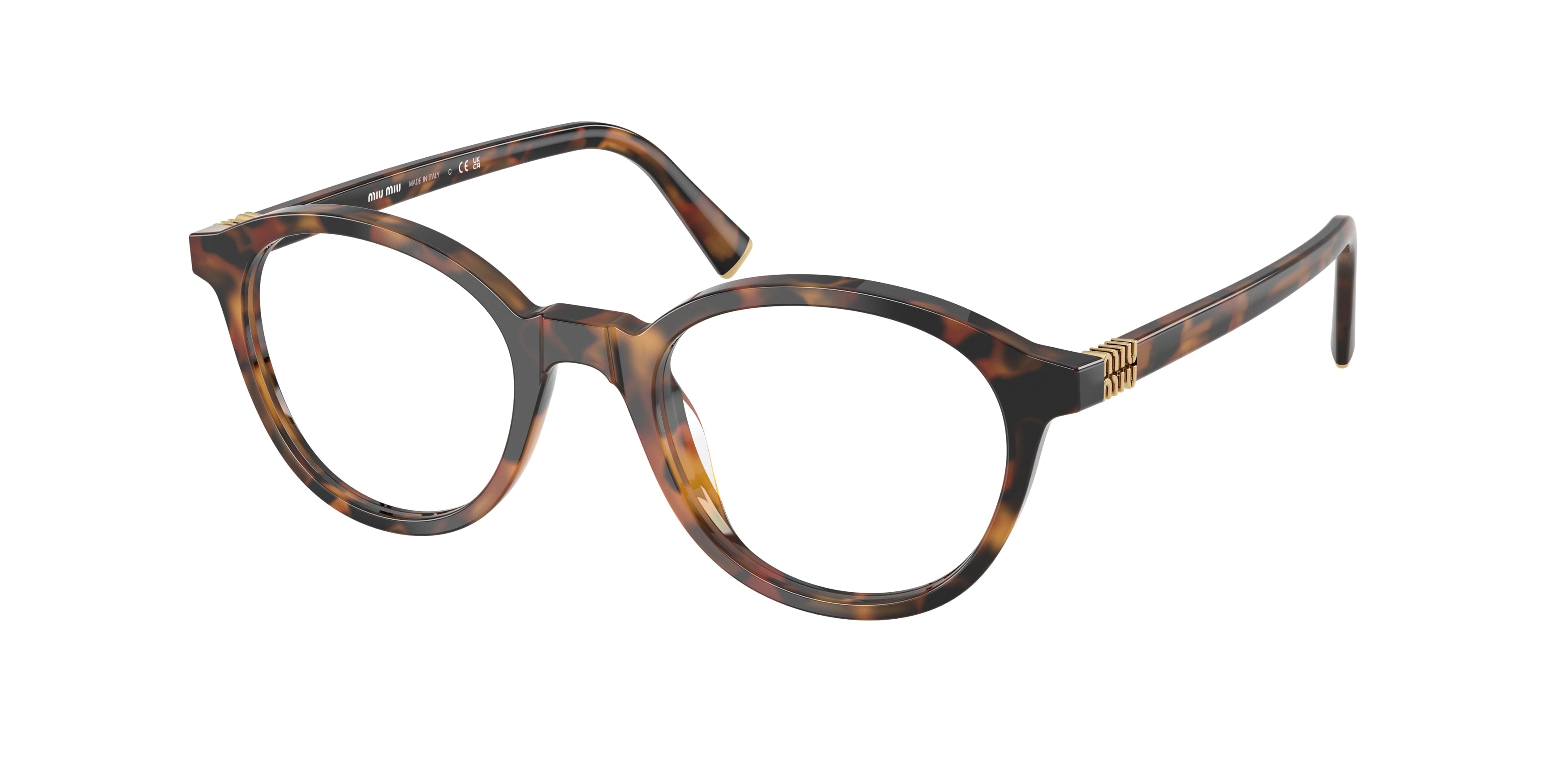 Miu Miu MU02WV Round Eyeglasses 19P1O1-Havana Ivy 50-140-20 - Color Map Tortoise