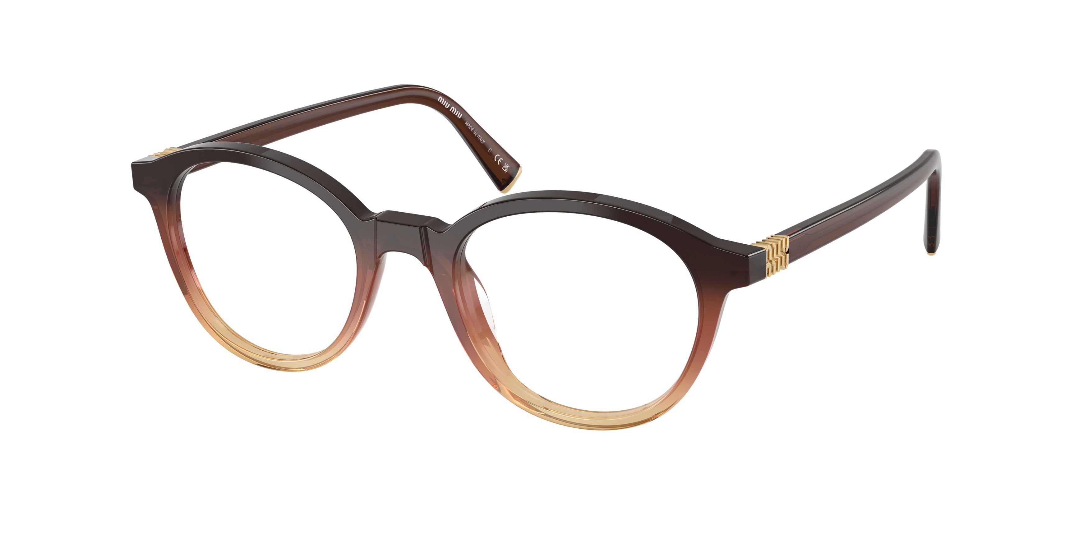 Miu Miu MU02WV Round Eyeglasses 24C1O1-Brown Gradient 50-140-20 - Color Map Brown