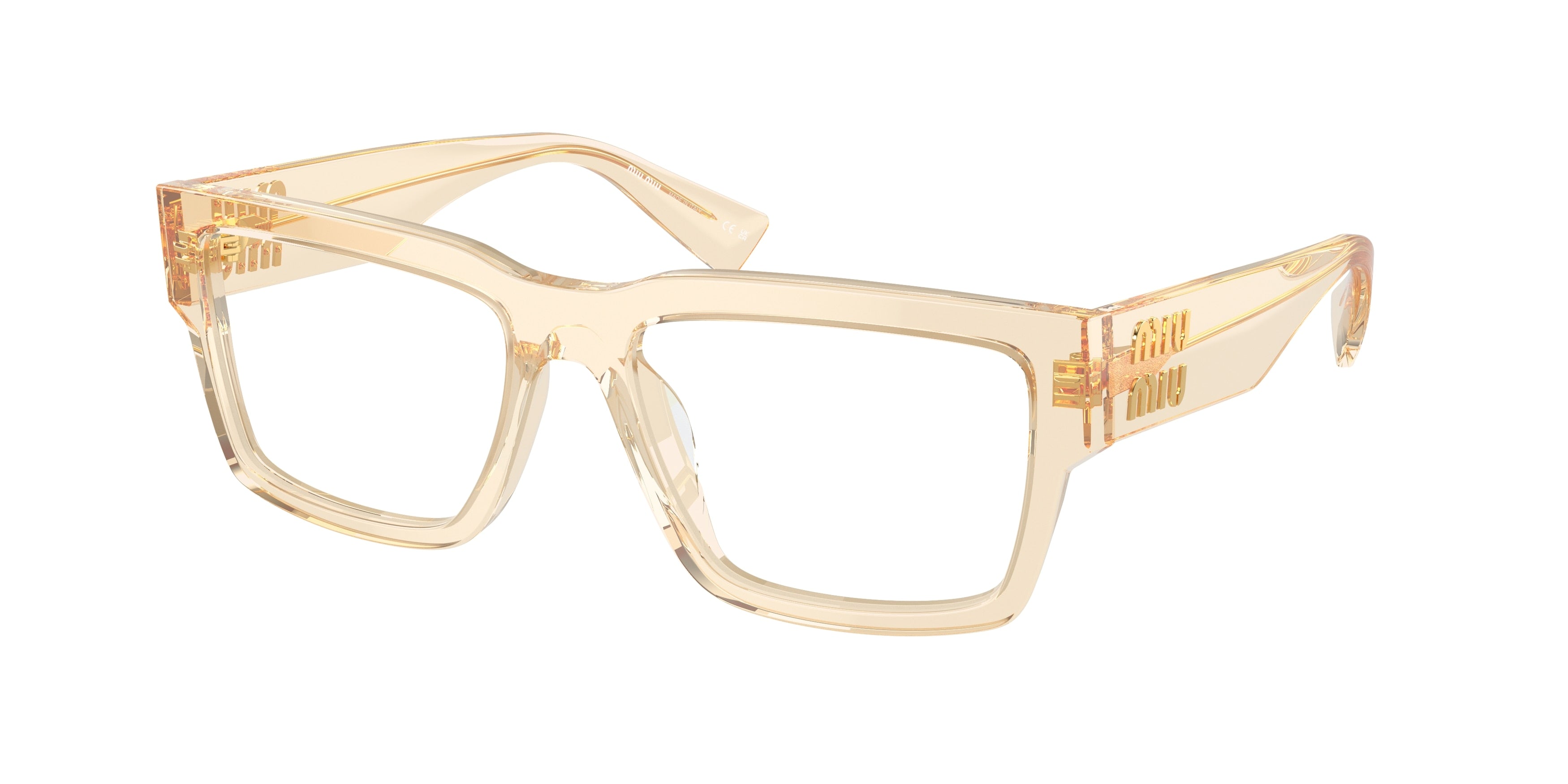Miu Miu MU02XV Rectangle Eyeglasses 11T1O1-Sand Transparent 54-140-17 - Color Map Brown