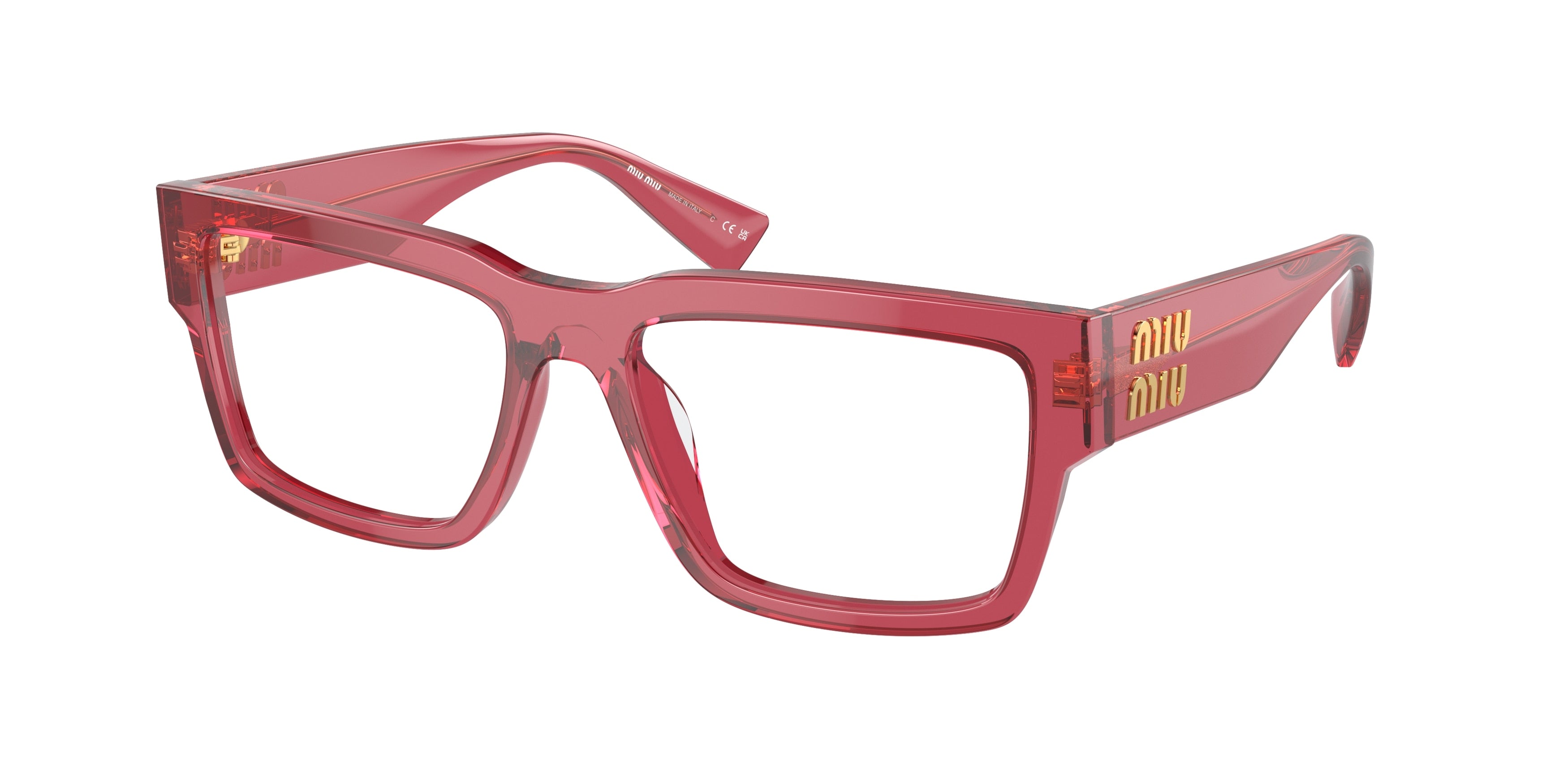 Miu Miu MU02XV Rectangle Eyeglasses 15Q1O1-Bordeaux Trasparent 54-140-17 - Color Map Red