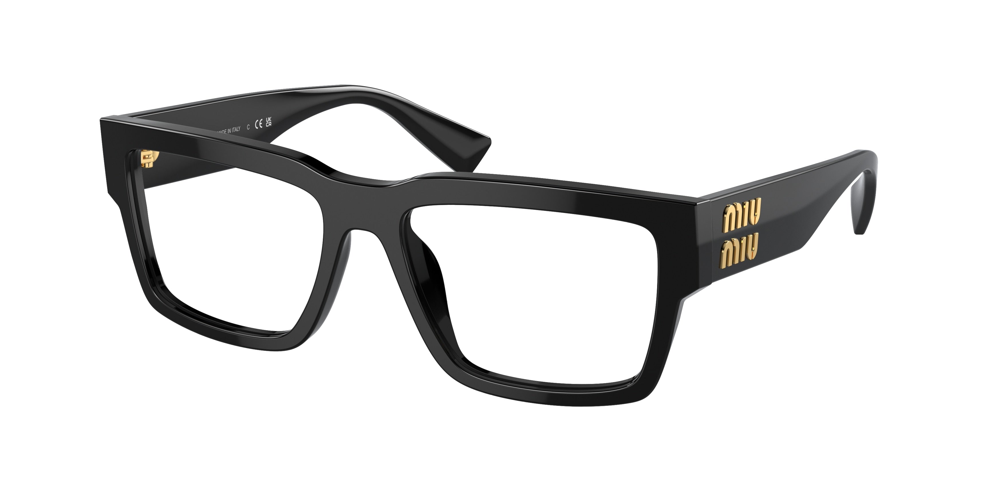 Miu Miu MU02XV Rectangle Eyeglasses 1AB1O1-Black 54-140-17 - Color Map Black