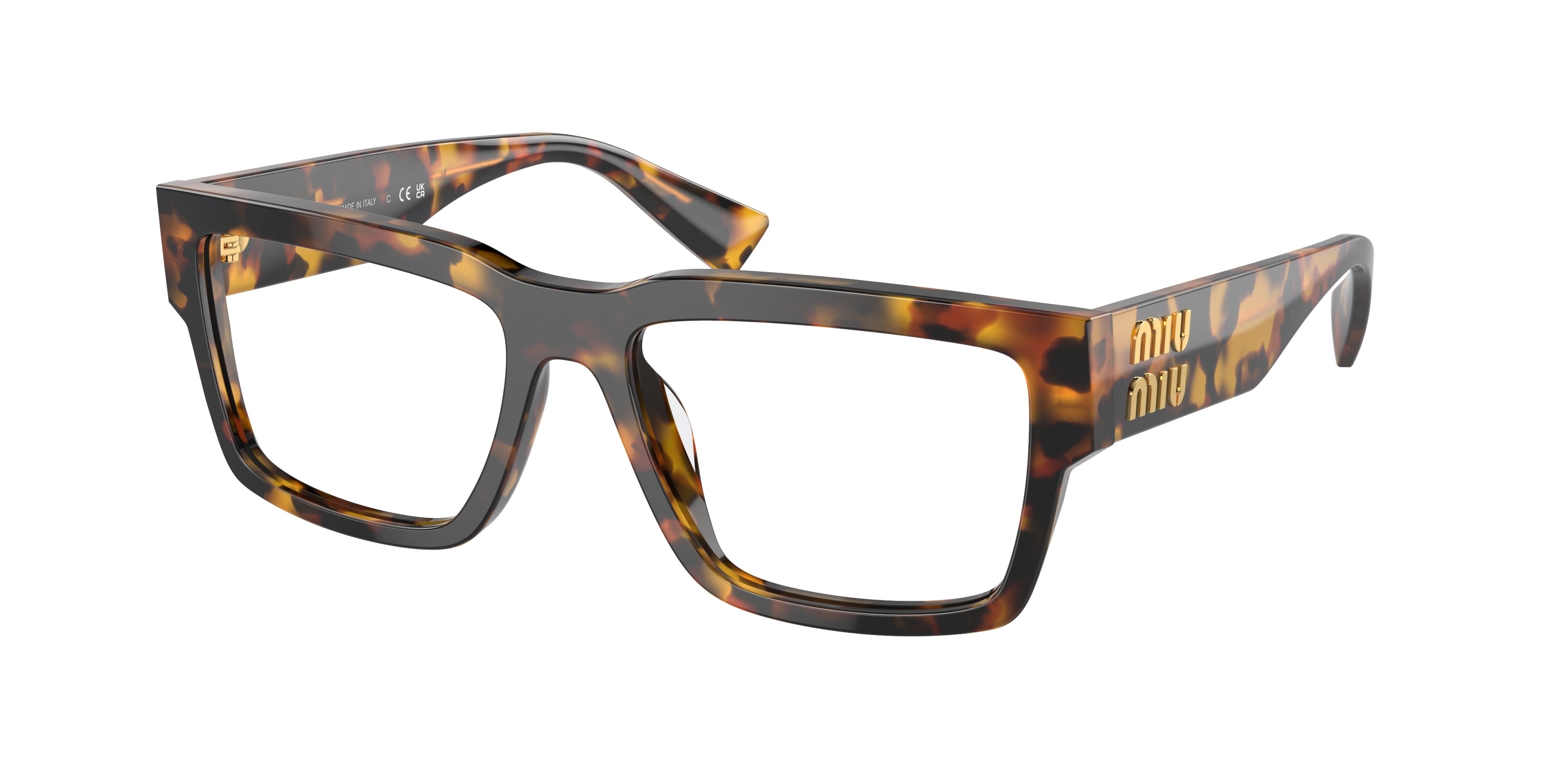 Miu Miu MU02XV Rectangle Eyeglasses VAU1O1-Honey Tortoise 54-140-17 - Color Map Tortoise
