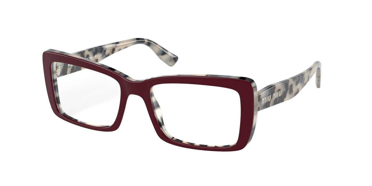Miu Miu CORE COLLECTION MU03SV Rectangle Eyeglasses 03E1O1-Beige Havana Top Bordeaux 52-140-17 - Color Map Brown