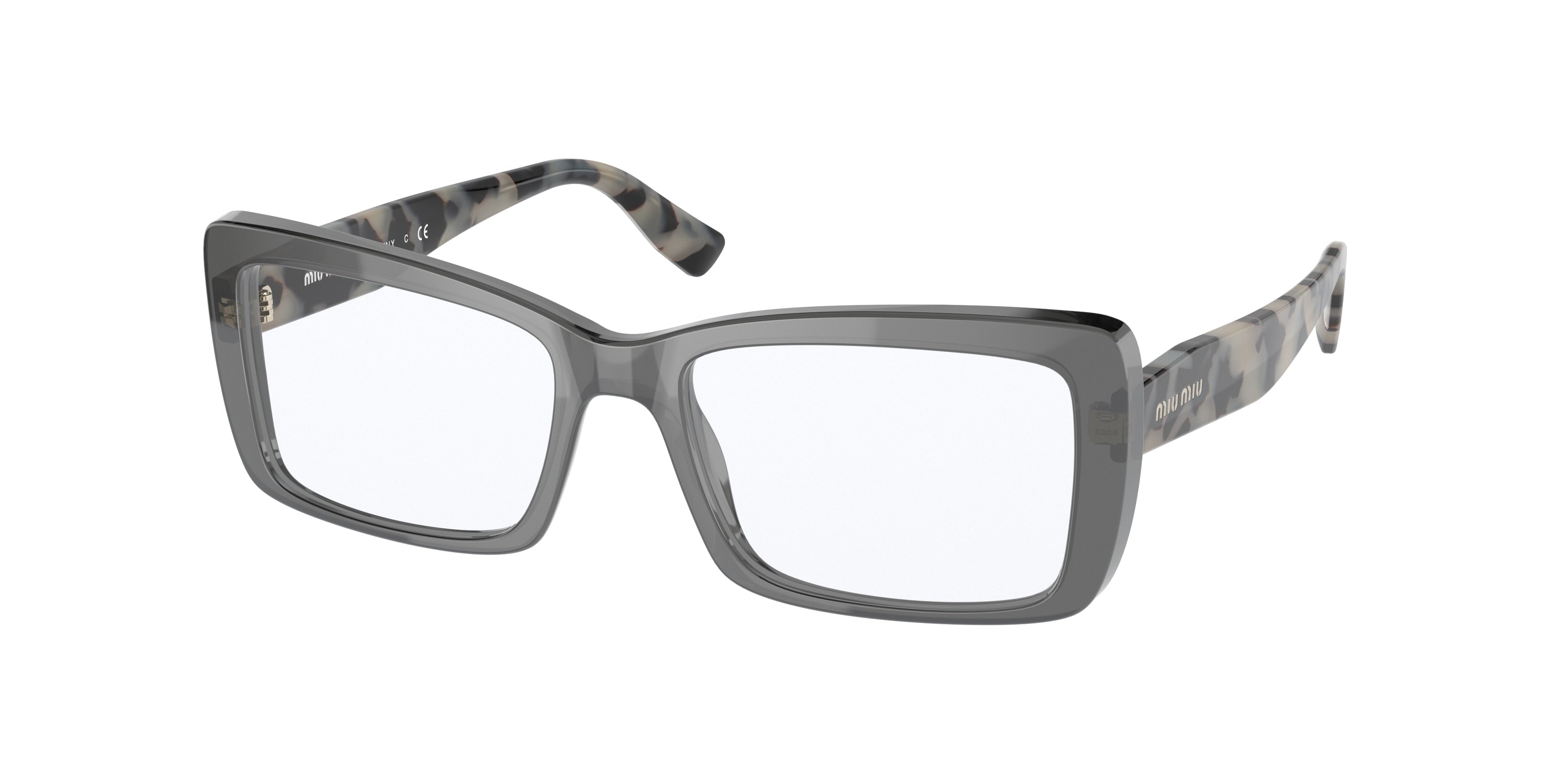 Miu Miu CORE COLLECTION MU03SV Rectangle Eyeglasses 09T1O1-Black Trasparent 52-140-17 - Color Map Black