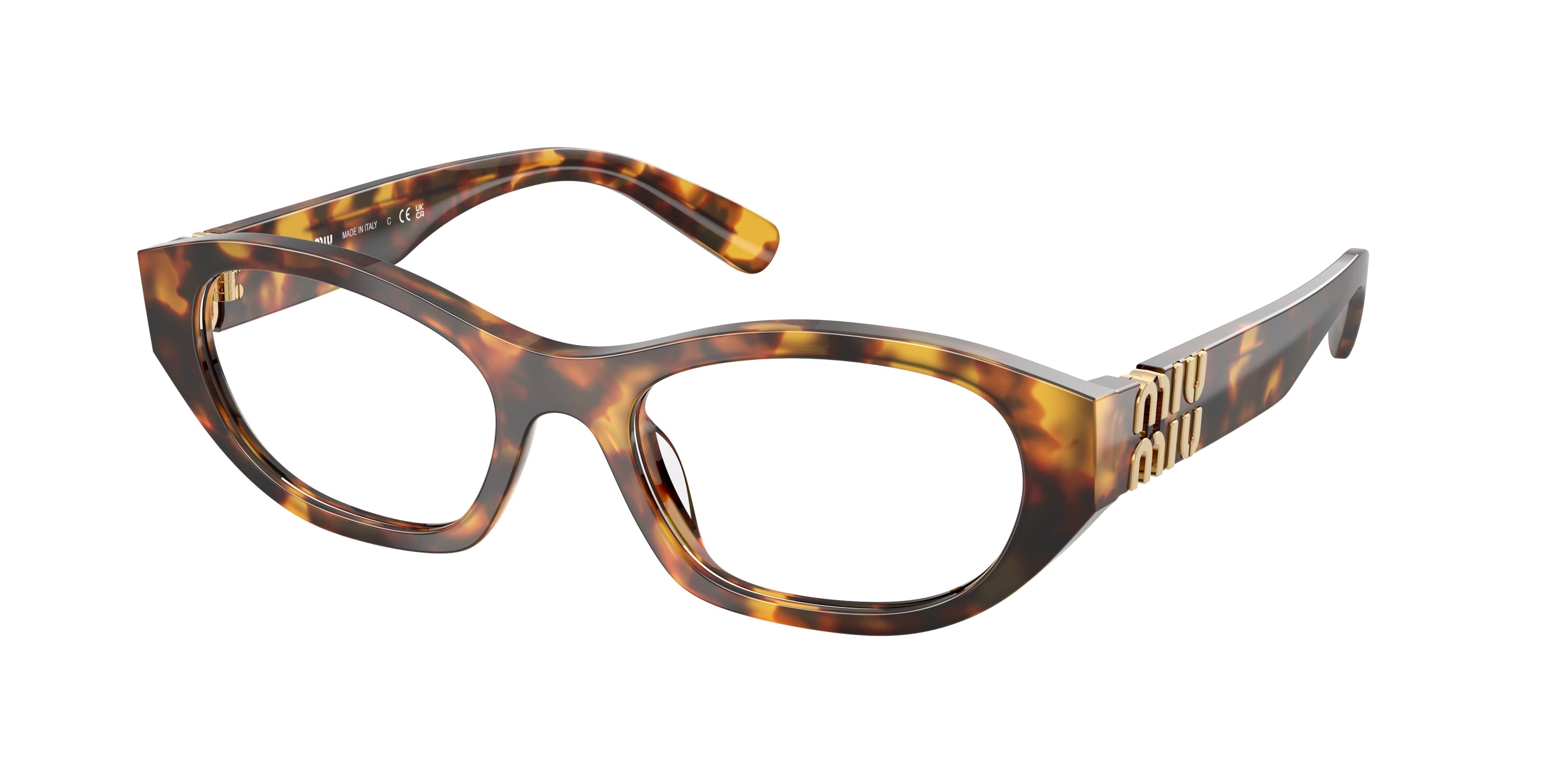 Miu Miu MU03WV Irregular Eyeglasses 14L1O1-Havana Honey 53-140-19 - Color Map Tortoise