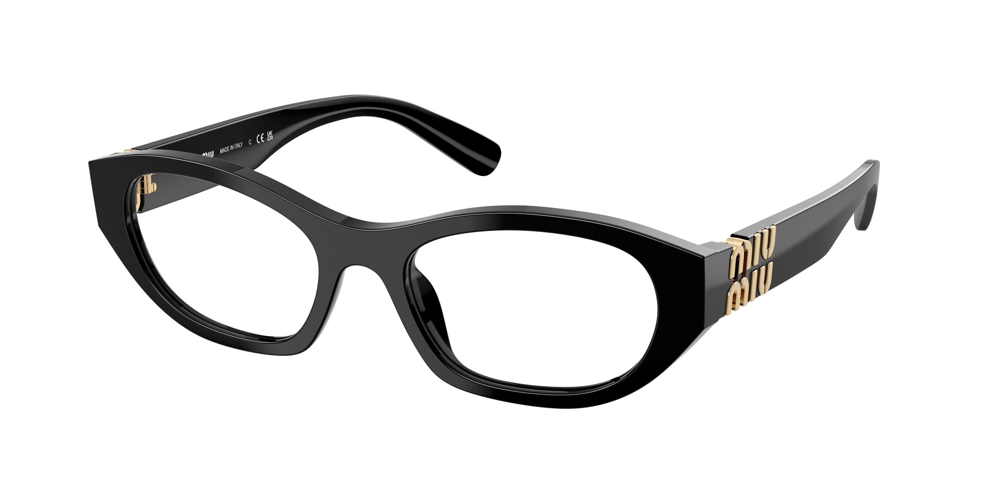 Miu Miu MU03WV Irregular Eyeglasses 16K1O1-Black 53-140-19 - Color Map Black