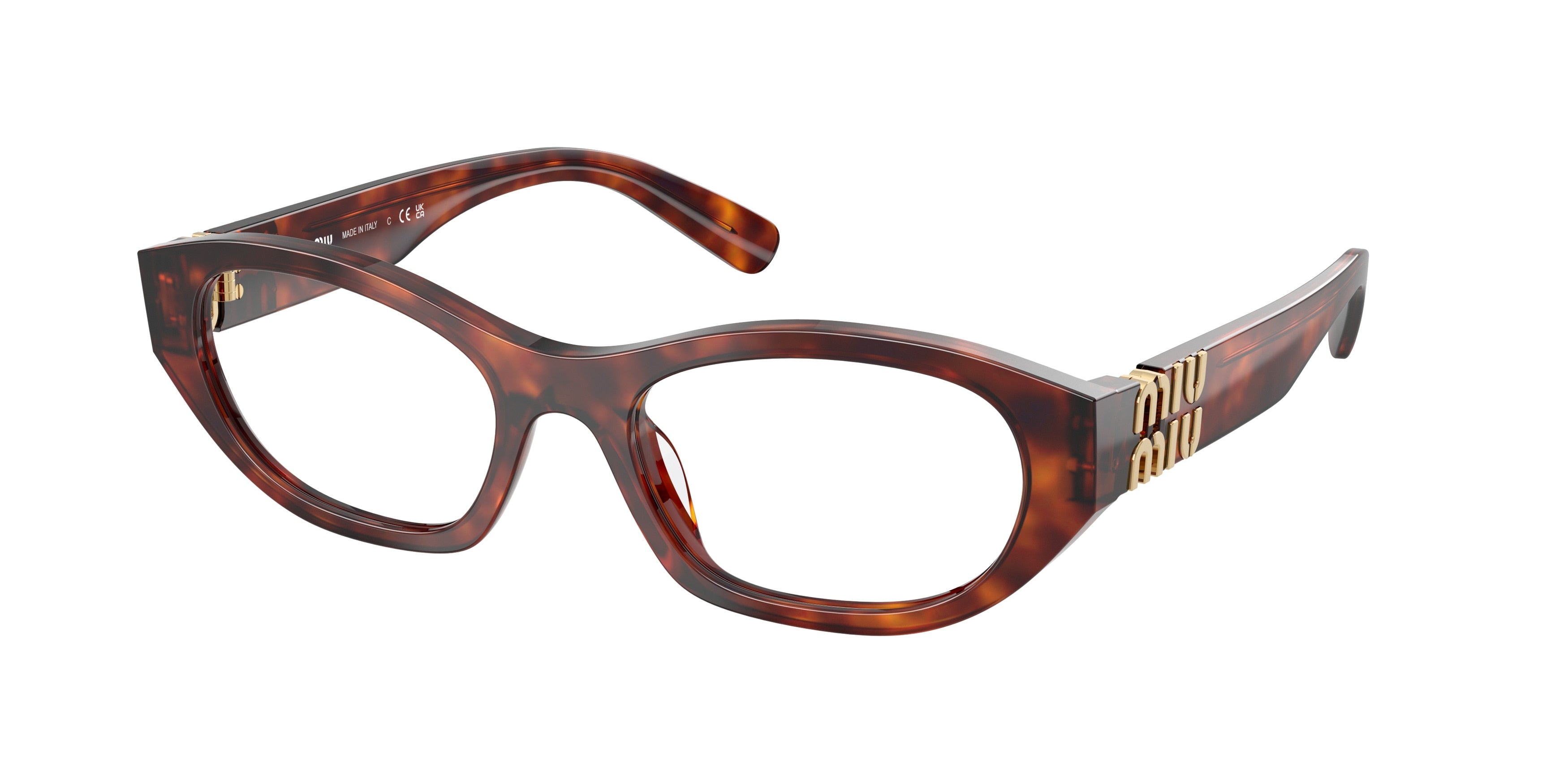 Miu Miu MU03WV Irregular Eyeglasses 21C1O1-Havana Mahogany 53-140-19 - Color Map Tortoise