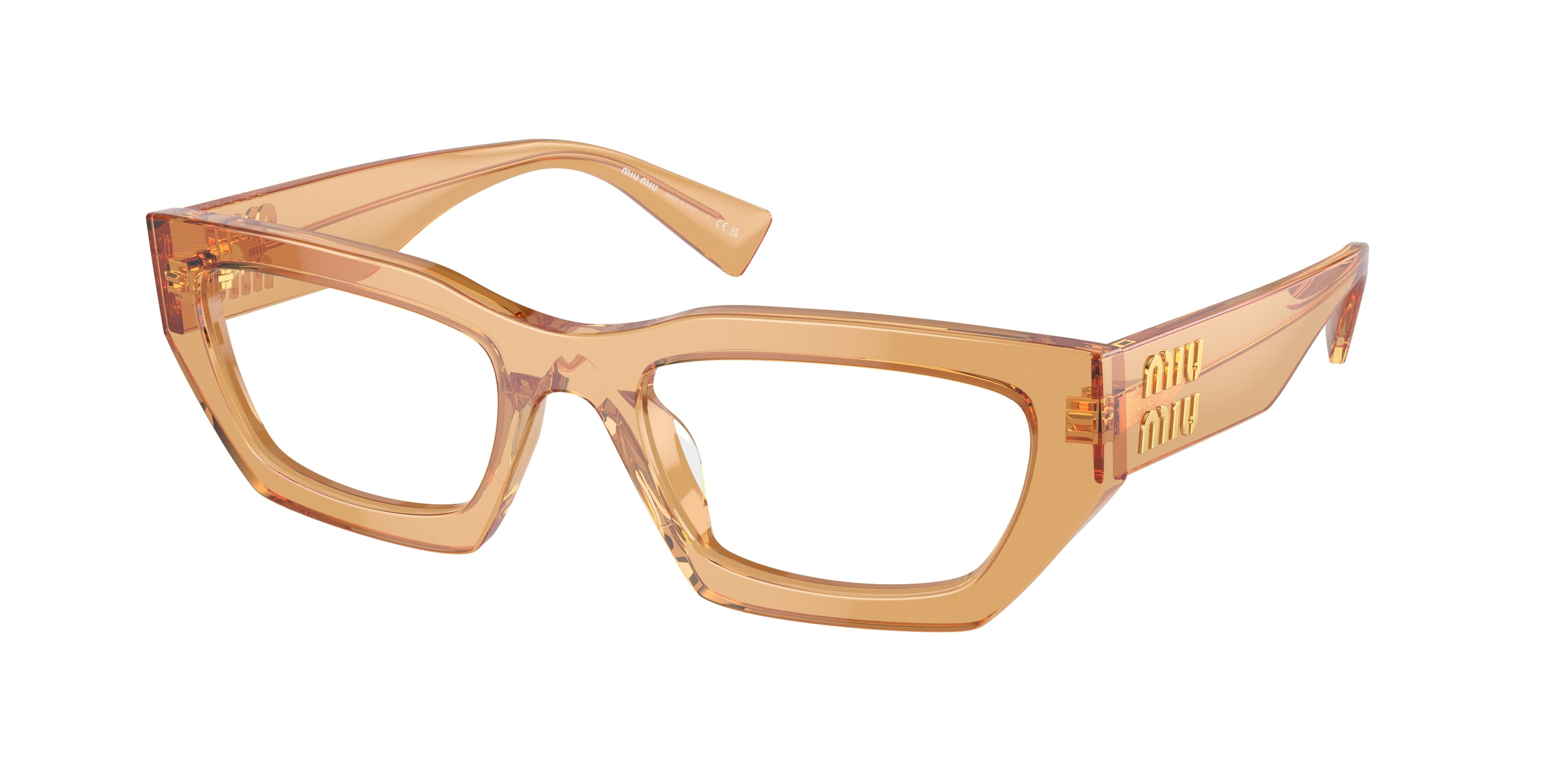 Miu Miu MU03XV Irregular Eyeglasses 16Q1O1-Medlar Transparent 51-140-20 - Color Map Yellow