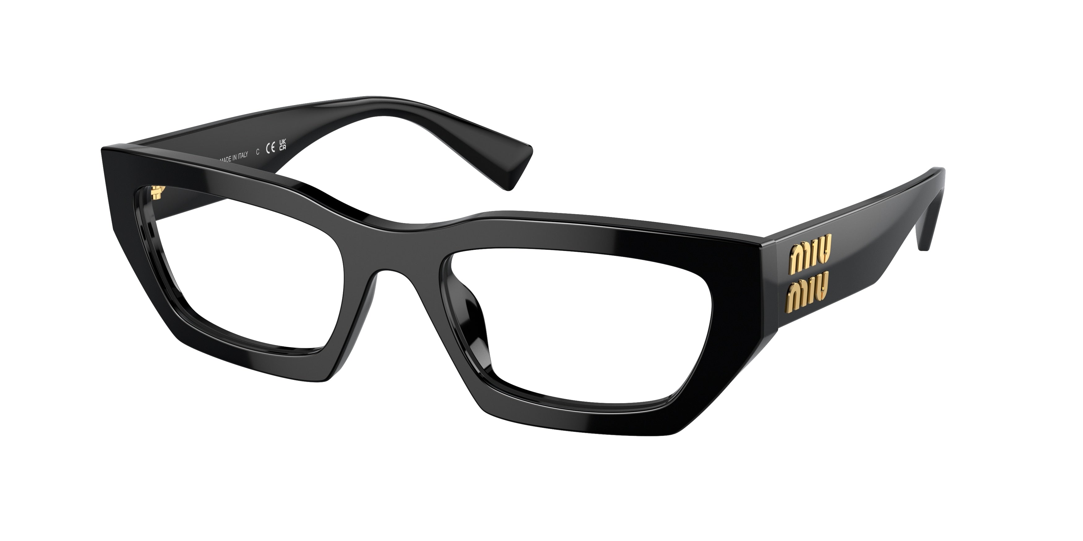 Miu Miu MU03XV Irregular Eyeglasses 1AB1O1-Black 53-140-20 - Color Map Black