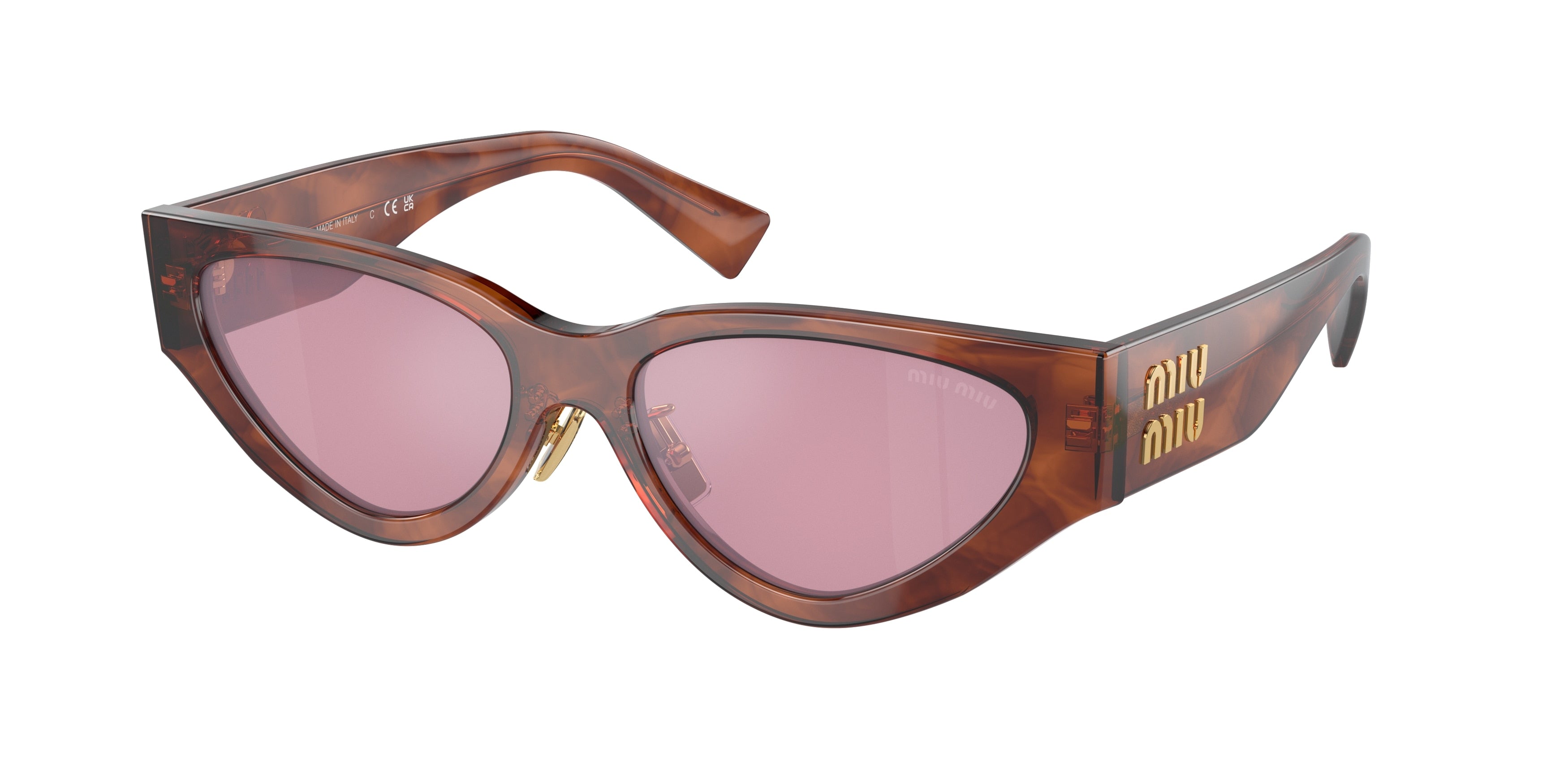 Miu Miu MU03ZS Cat Eye Sunglasses 11Q50D-Striped Tobacco 54-140-17 - Color Map Brown
