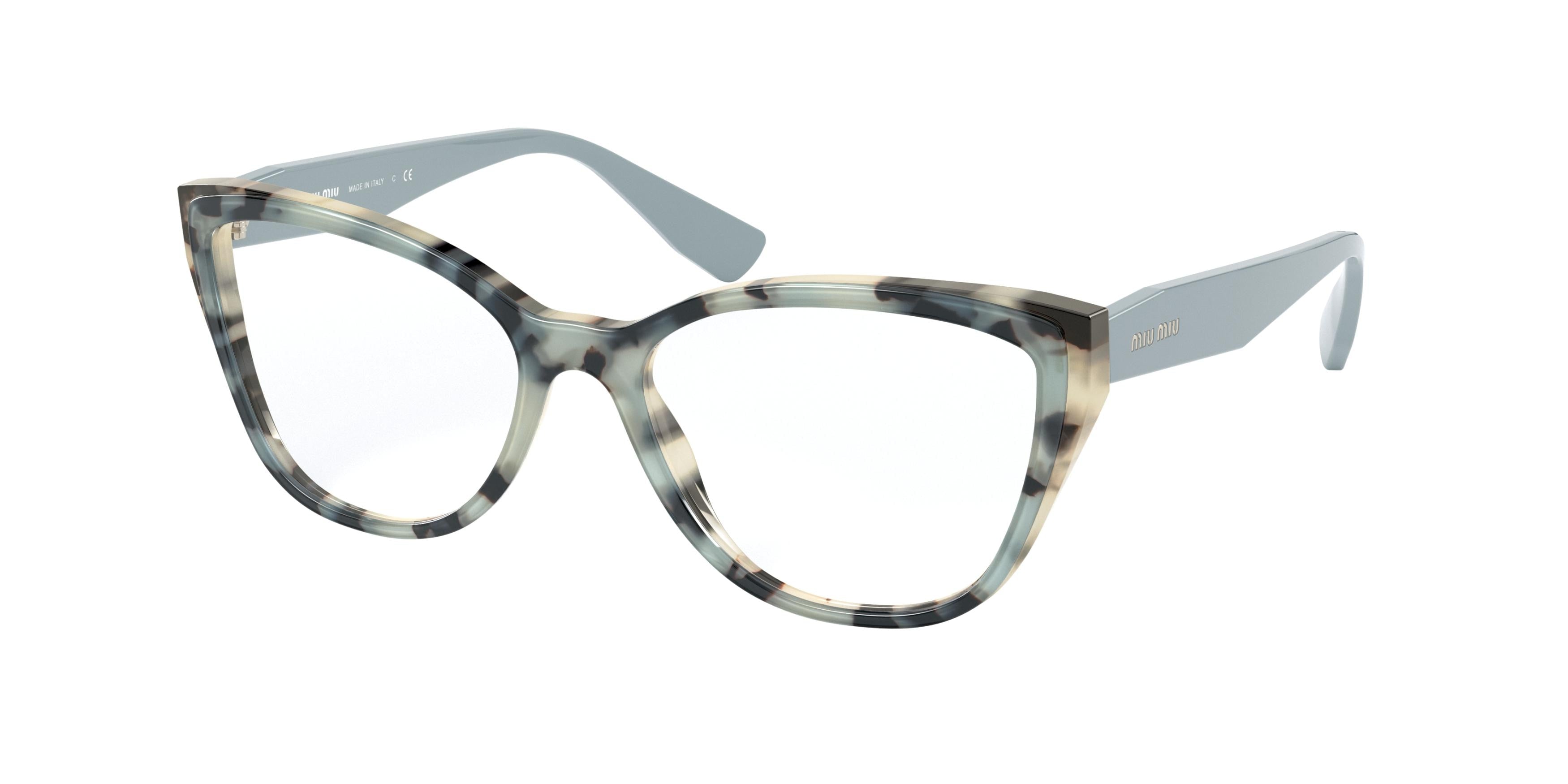 Miu Miu CORE COLLECTION MU04SV Cat Eye Eyeglasses 08D1O1-Beige Havana Top Blue 54-140-17 - Color Map Brown