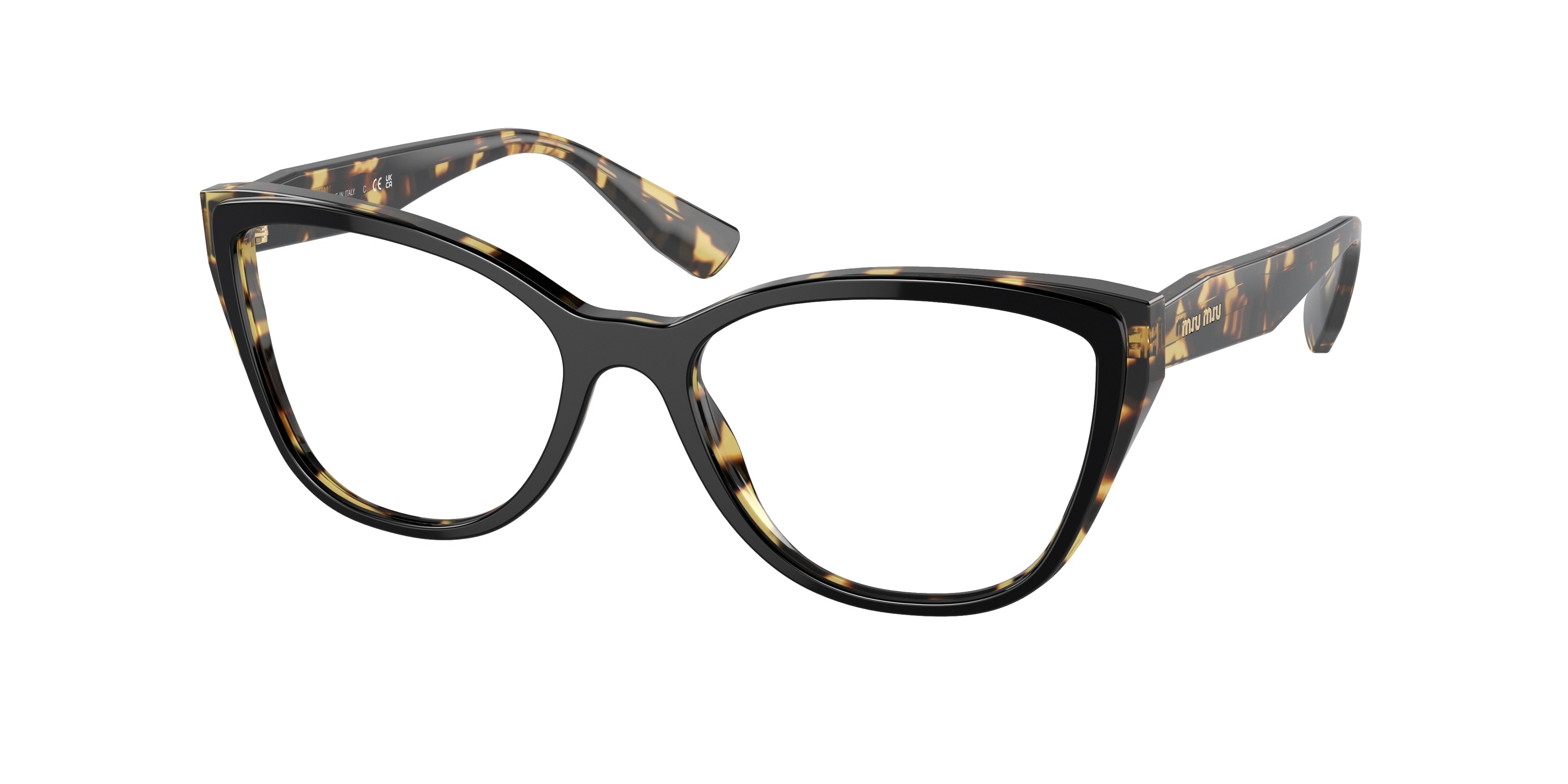 Miu Miu CORE COLLECTION MU04SV Cat Eye Eyeglasses 3891O1-Top Black/Light Havana 54-140-17 - Color Map Black