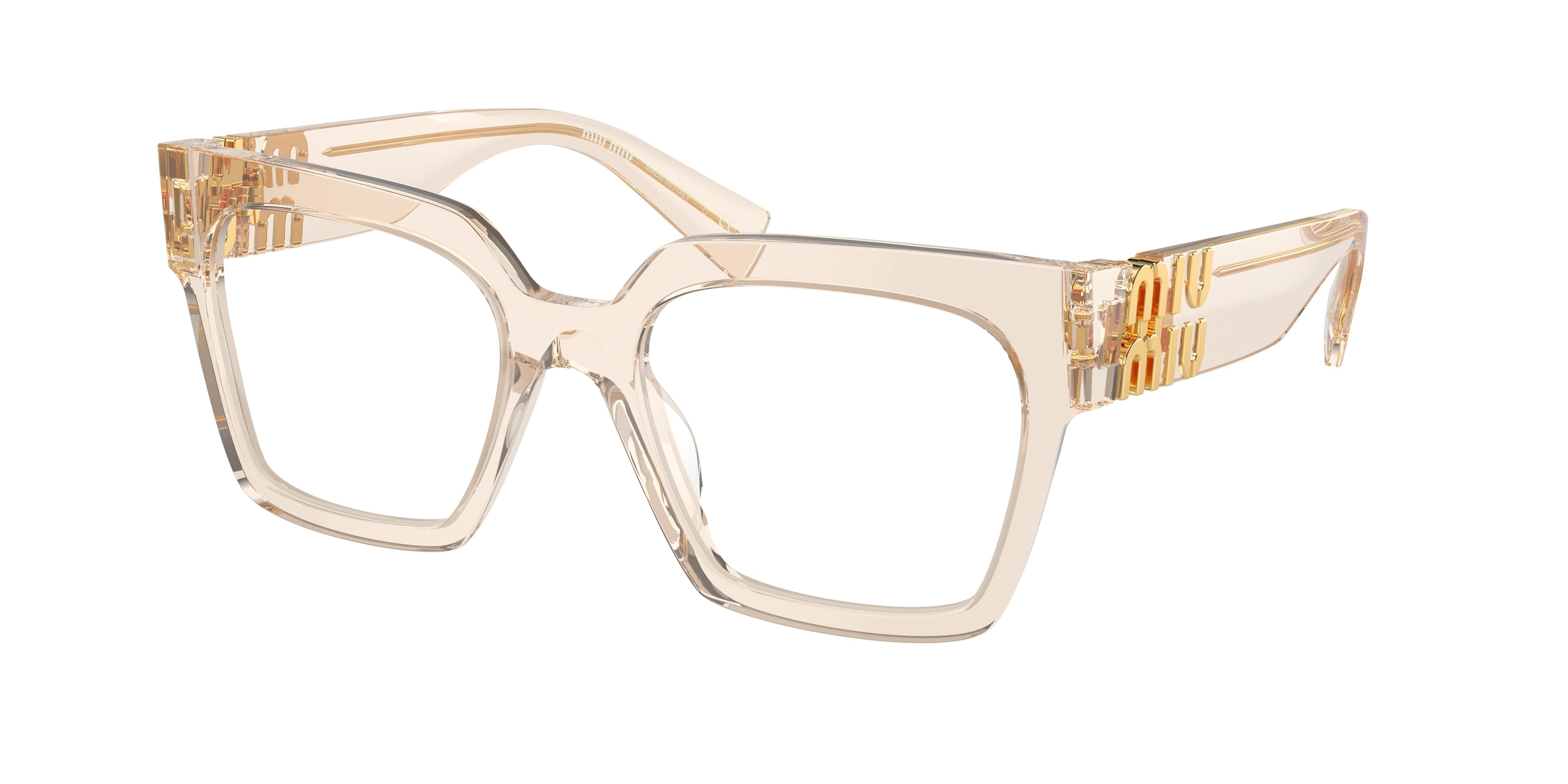 Miu Miu MU04UV Square Eyeglasses 11T1O1-Sand Transparent 52-135-19 - Color Map Brown