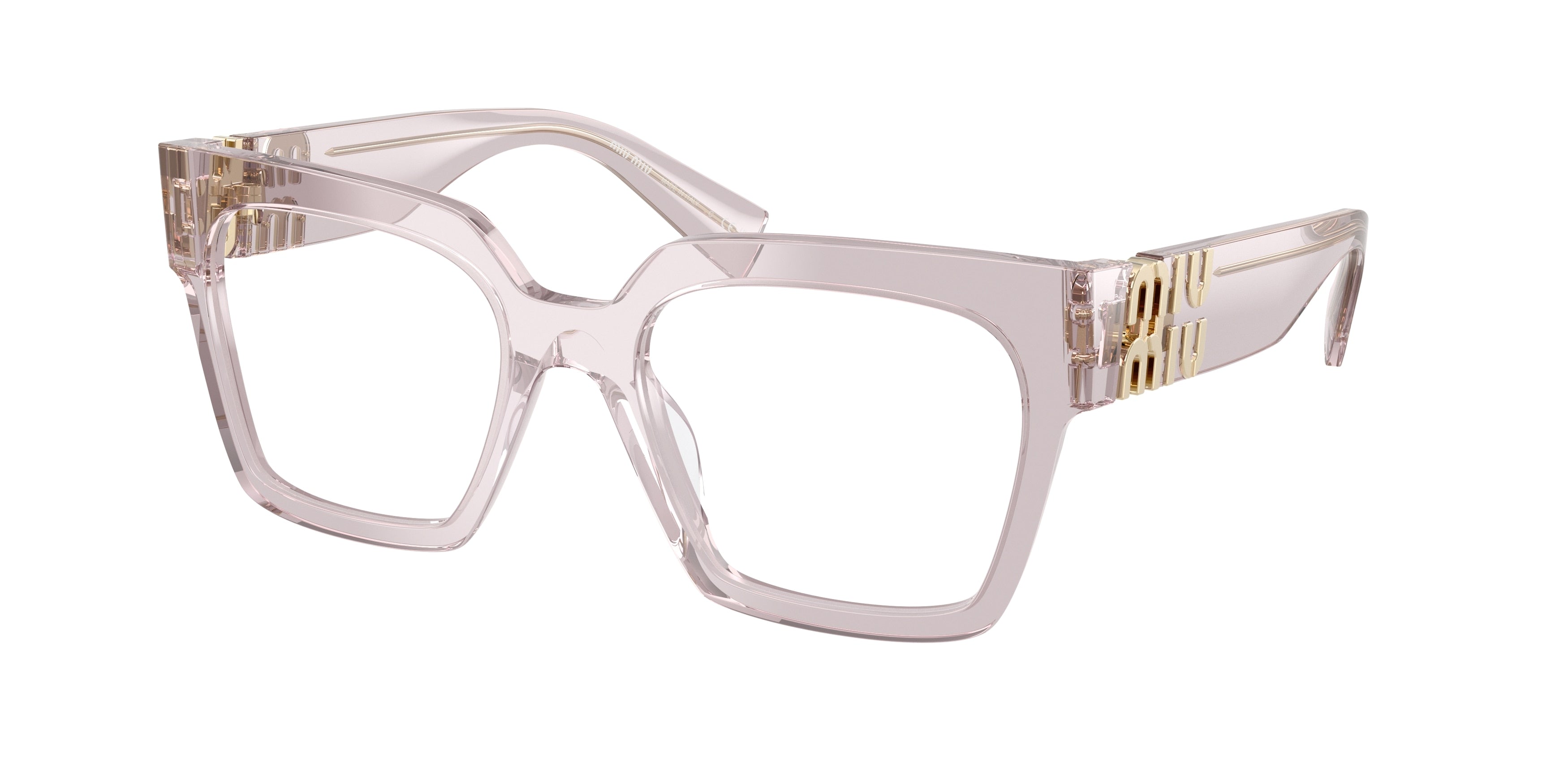 Miu Miu MU04UV Square Eyeglasses 12W1O1-Transparent Mauve 52-135-19 - Color Map Violet