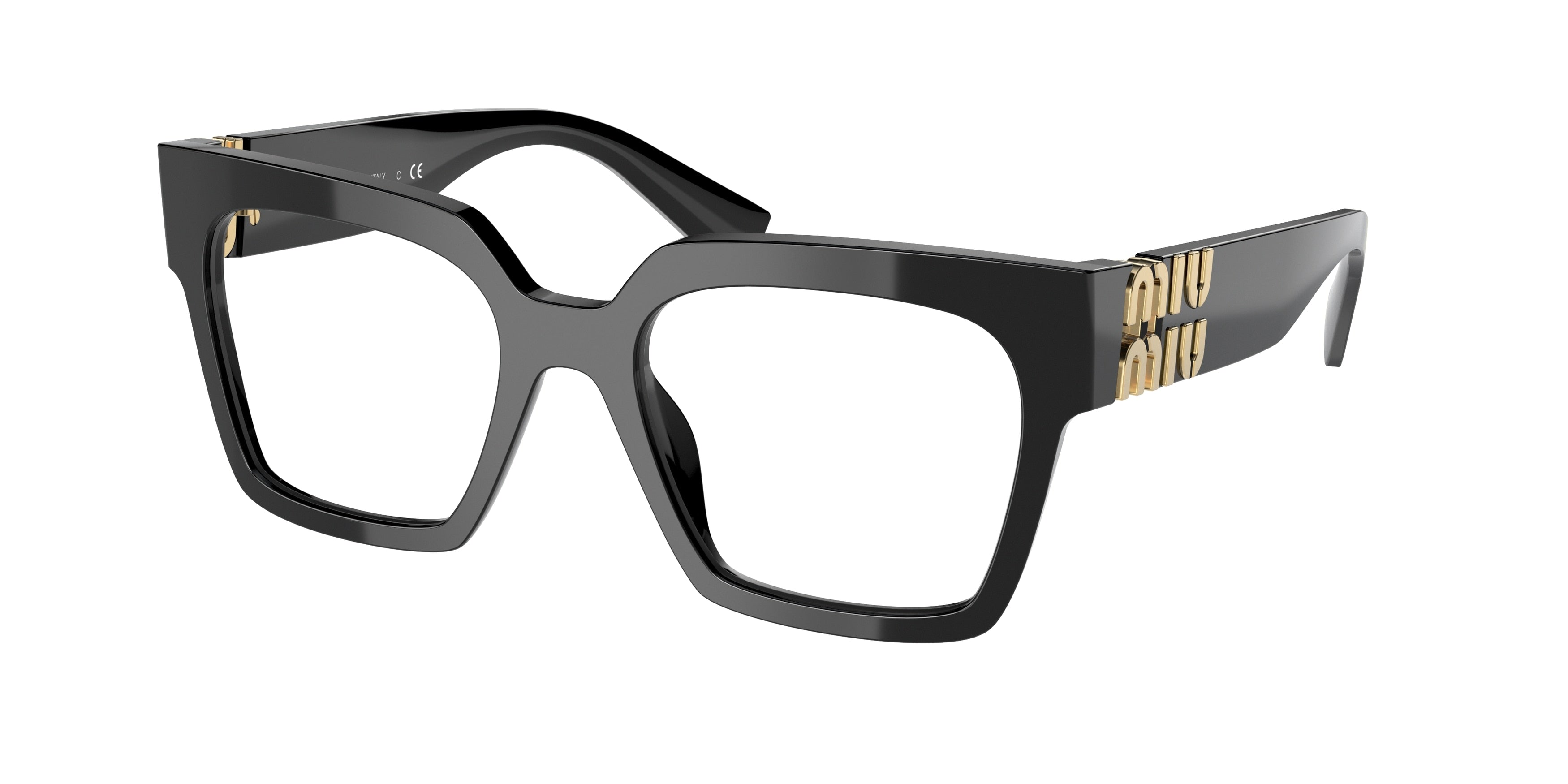 Miu Miu MU04UV Square Eyeglasses 1AB1O1-Black 52-135-19 - Color Map Black