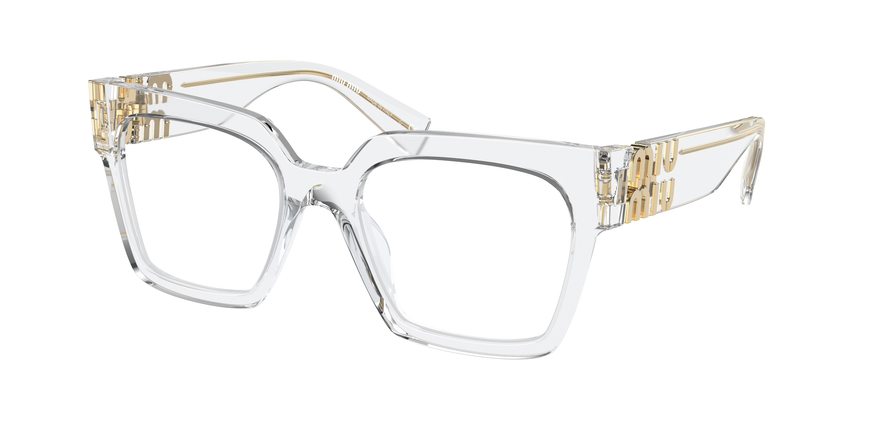 Miu Miu MU04UV Square Eyeglasses 2AZ1O1-Crystal 52-135-19 - Color Map Transparent