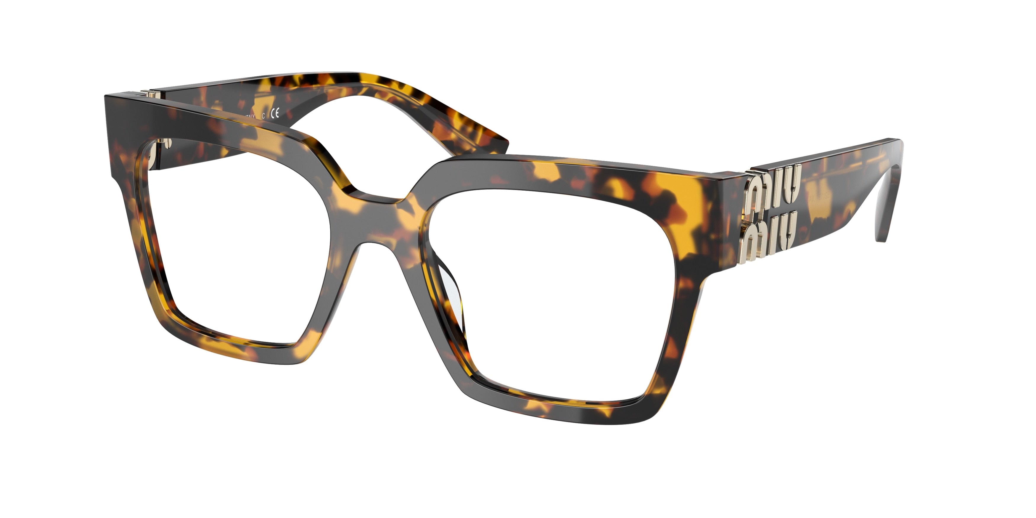 Miu Miu MU04UV Square Eyeglasses VAU1O1-Honey Havana 52-135-19 - Color Map Tortoise
