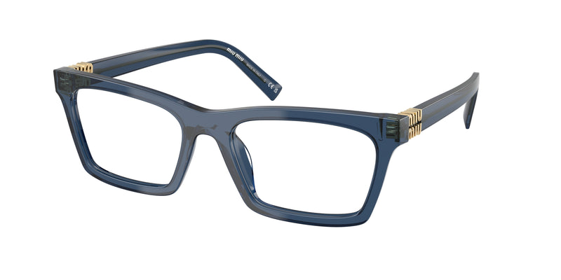 Miu Miu MU04WV Rectangle Eyeglasses 08Q101-Blue Transparent 55-140-19 - Color Map Blue