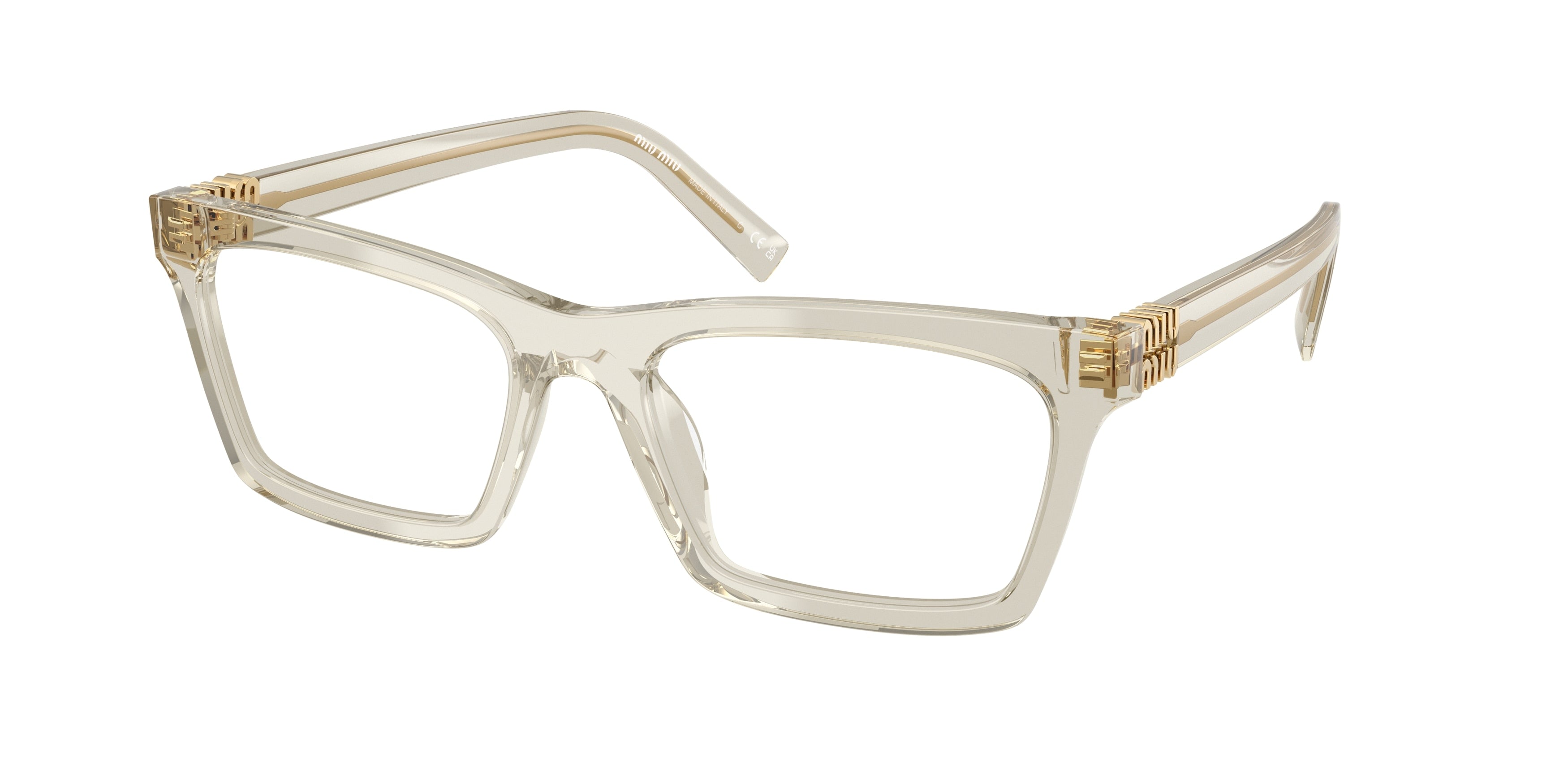 Miu Miu MU04WV Rectangle Eyeglasses 12U1O1-Hemp Transparent 55-140-19 - Color Map Grey