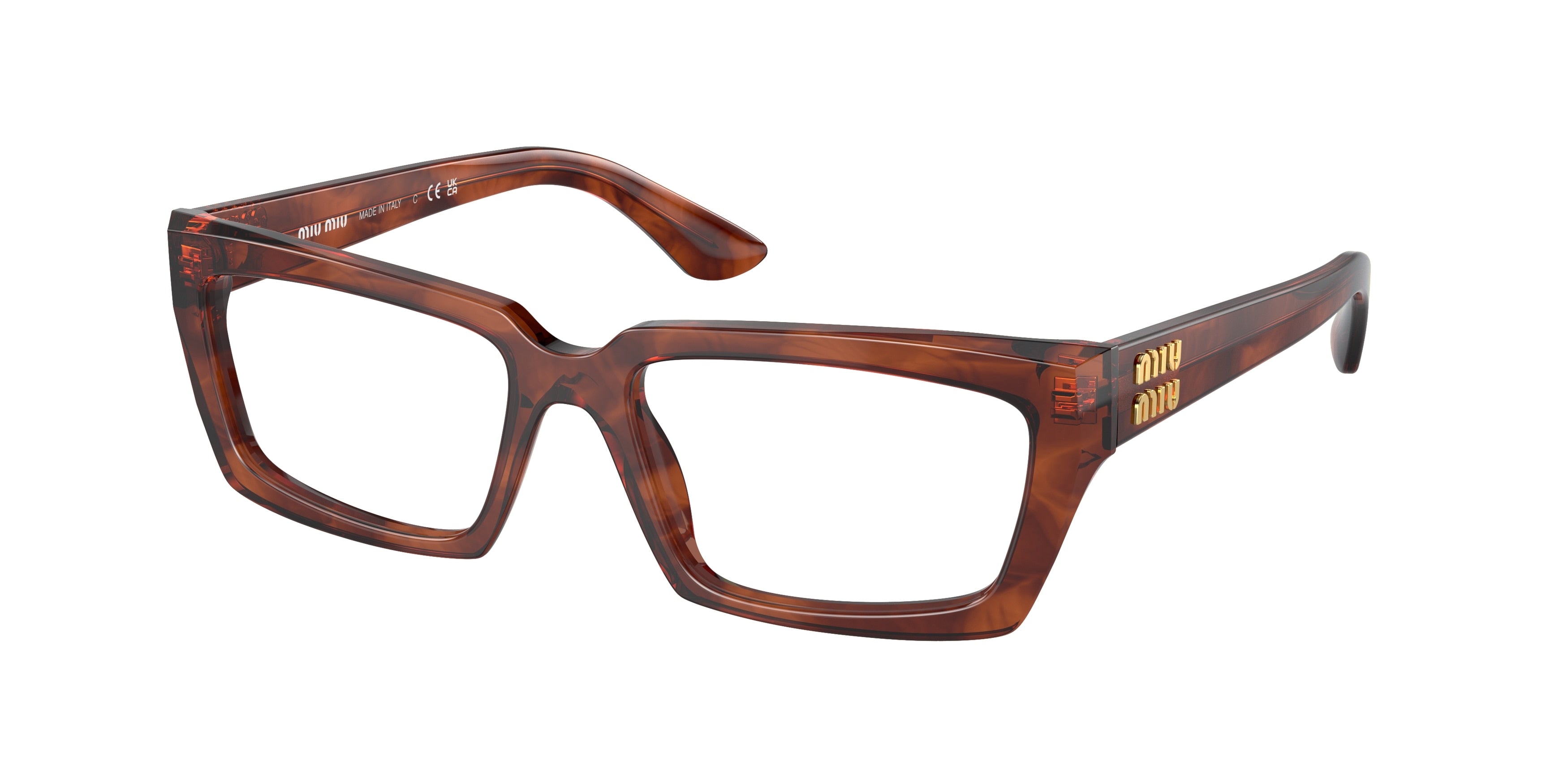 Miu Miu MU04XV Rectangle Eyeglasses 11Q1O1-Striped Tobacco 54-140-17 - Color Map Brown