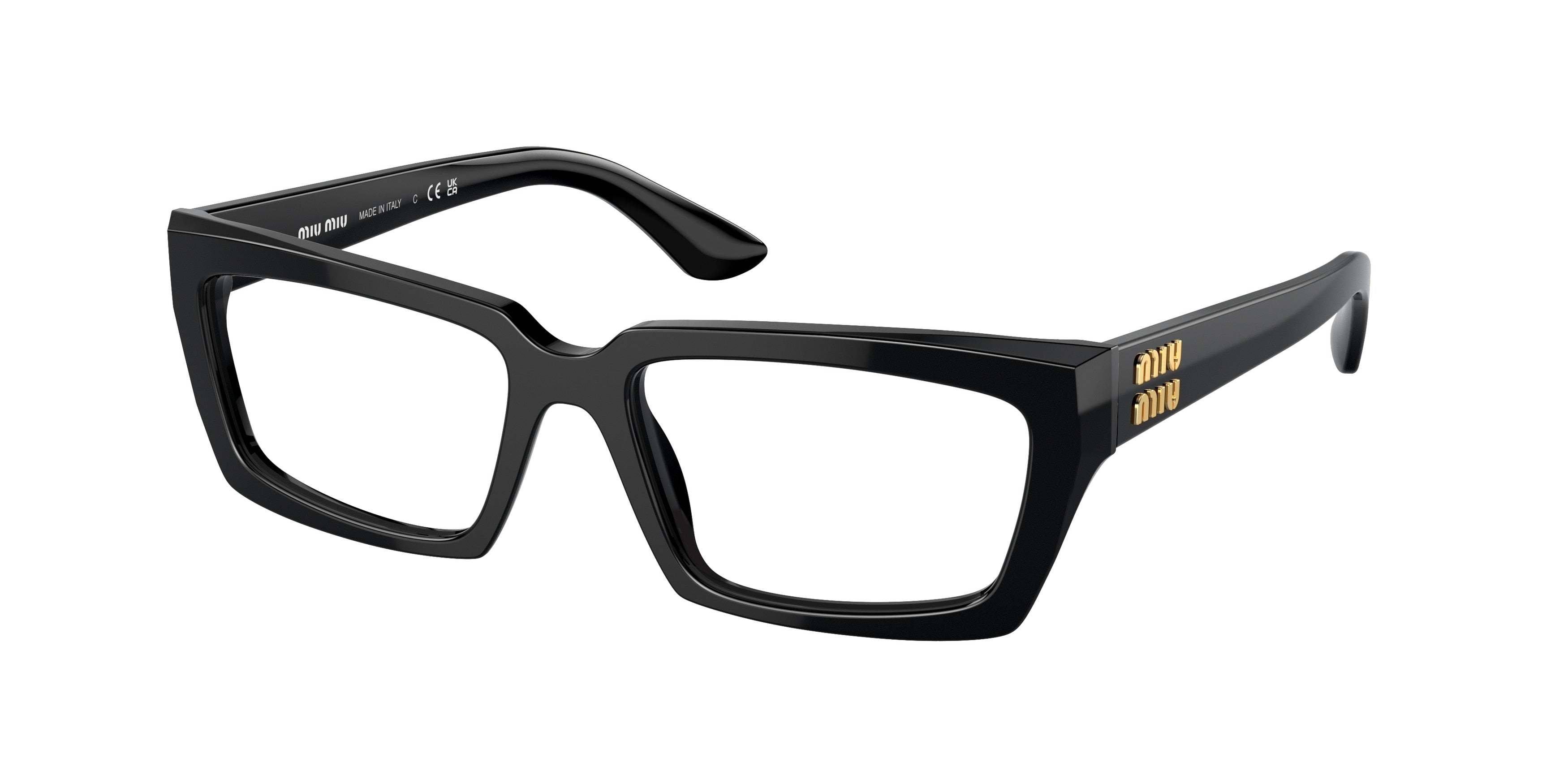 Miu Miu MU04XV Rectangle Eyeglasses 1AB1O1-Black 54-140-17 - Color Map Black