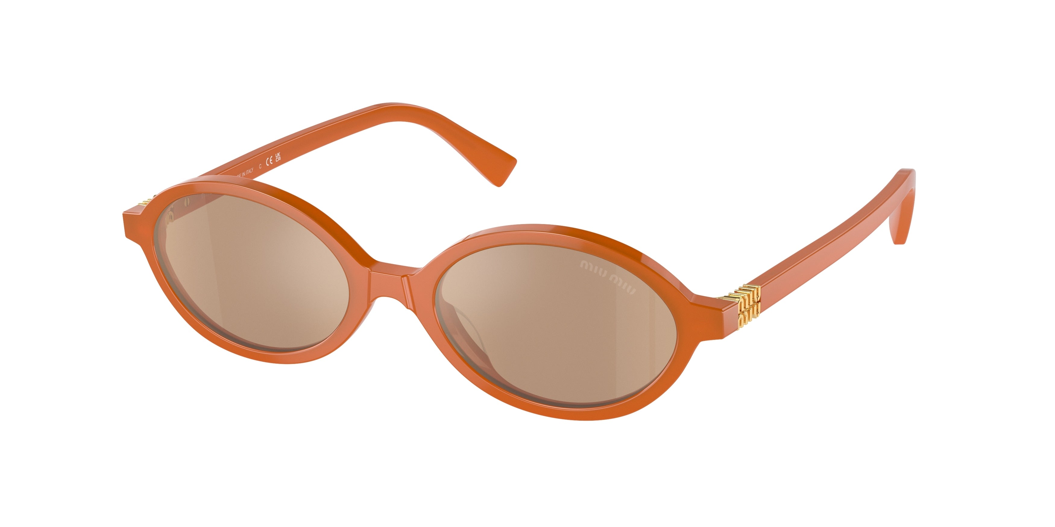 Miu Miu MU04ZSF Oval Sunglasses 11V40D-Turmeric Opal 50-140-18 - Color Map Brown